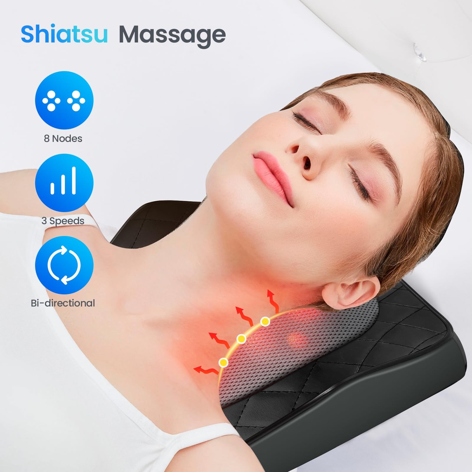 Espalda Masajeador con calor Silla Almohadilla de masaje para aliviar el dolor