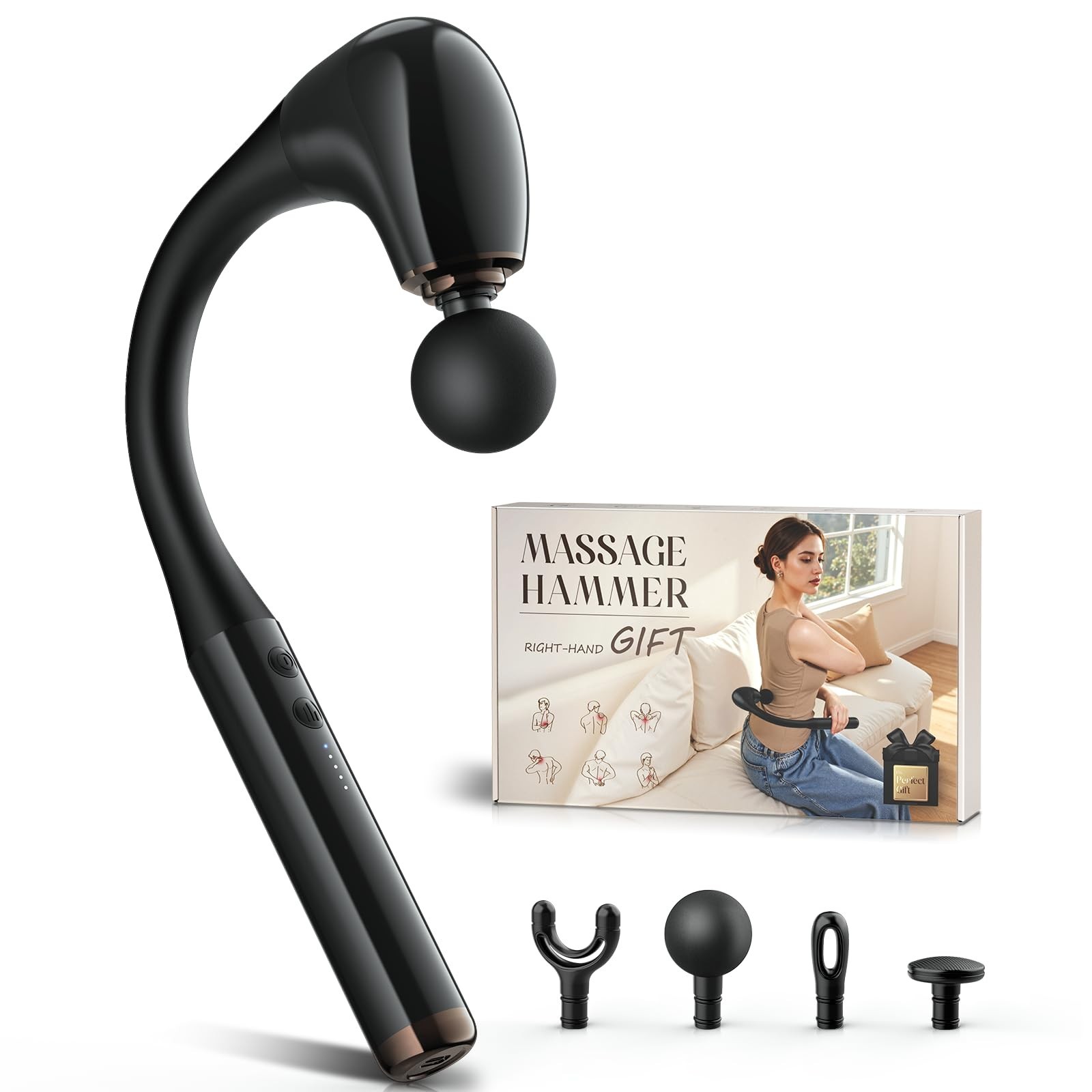 Deep Tissue Massage Gun with Extension Handle – Portable Pain Relief for Muscles