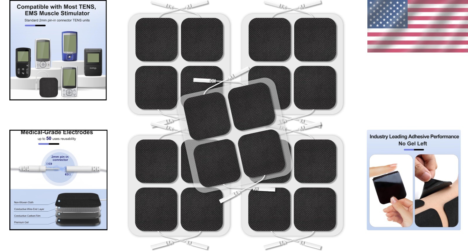 Latex-Free 20 Pcs TENS Unit Replacement Pads – Reusable & Easy to Clean