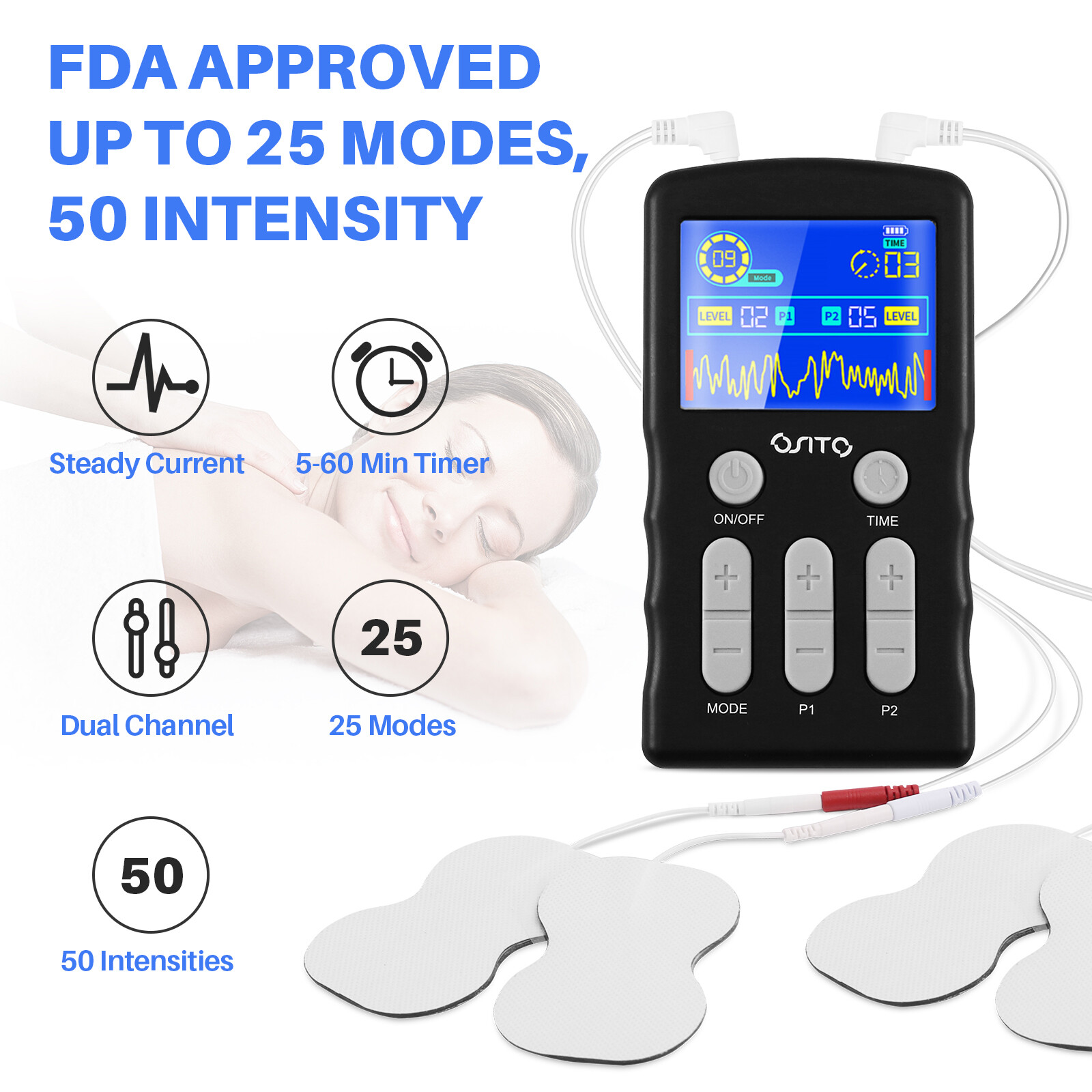 Tens Unit Muscle Stimulator Pulse Massager Electrotherapy Pain Reliever Machine