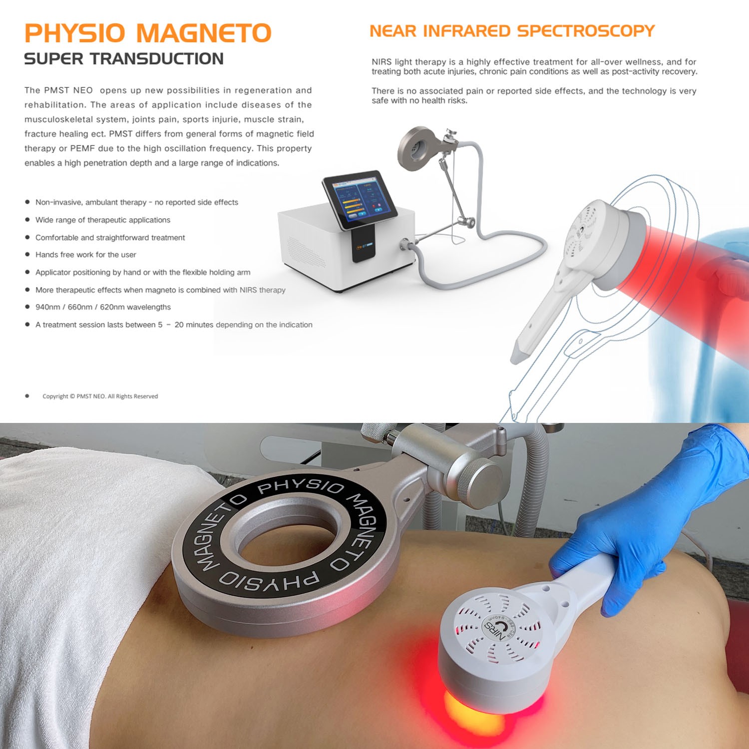 2In1 PMST NIRS PEMF EMTT Physio Magneto Therapy Bone Body Rehabilitation Machine