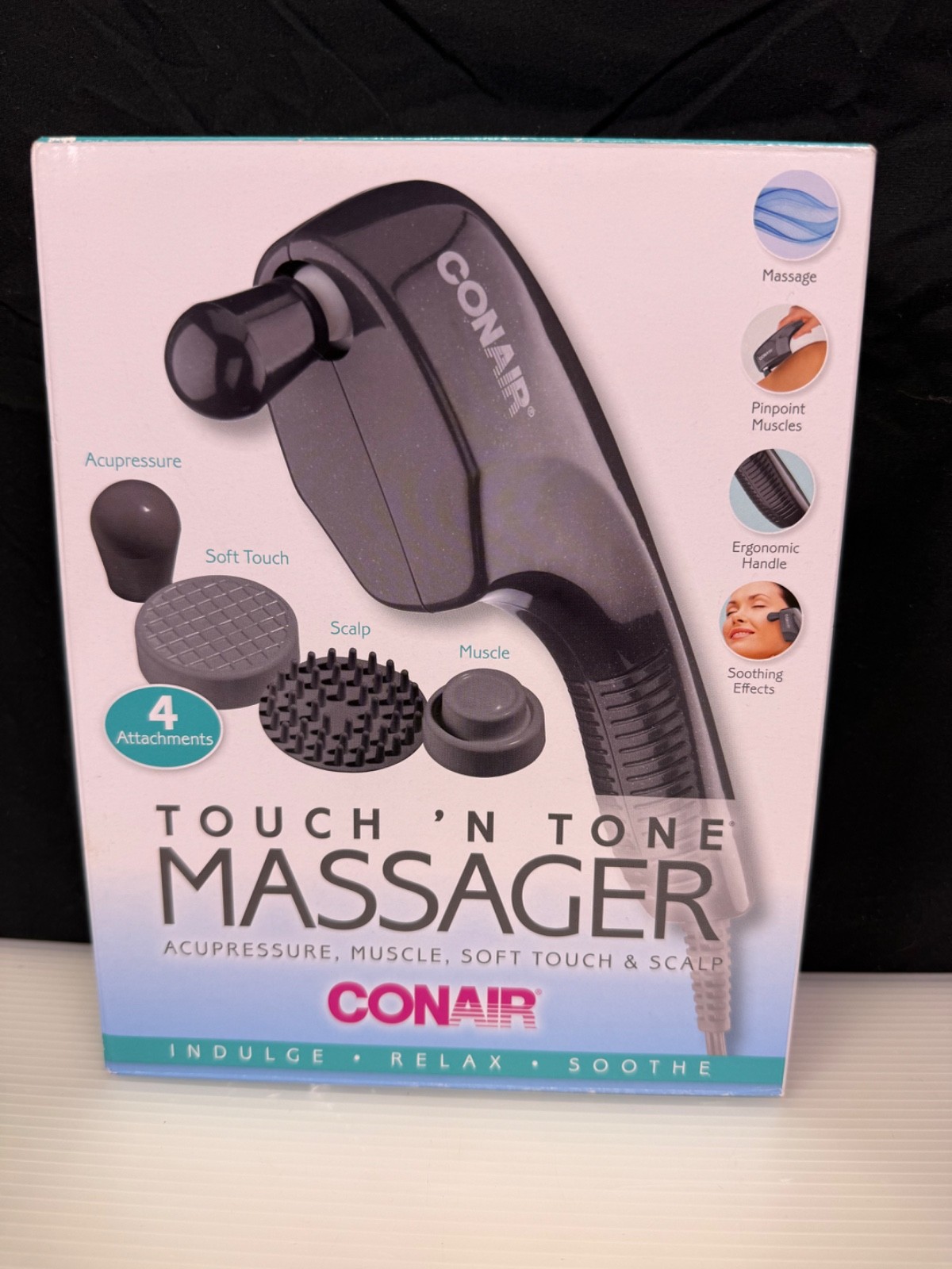 Conair Touch N Tone Body Massager Acupressure Scalp Muscle Soft Touch NEW Black
