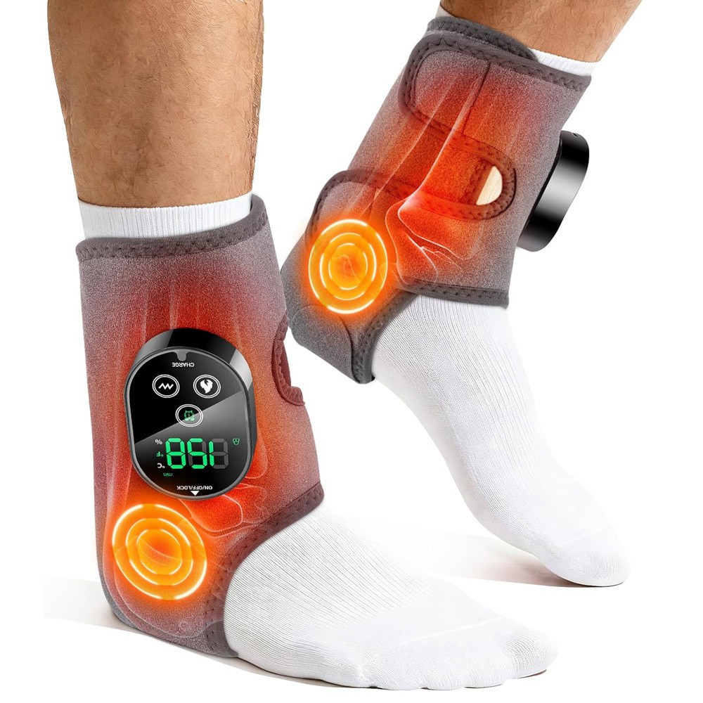 2 Pack 4-in-1 Electric Foot Ankle Massager Pain Relief Heating Vibration Therapy