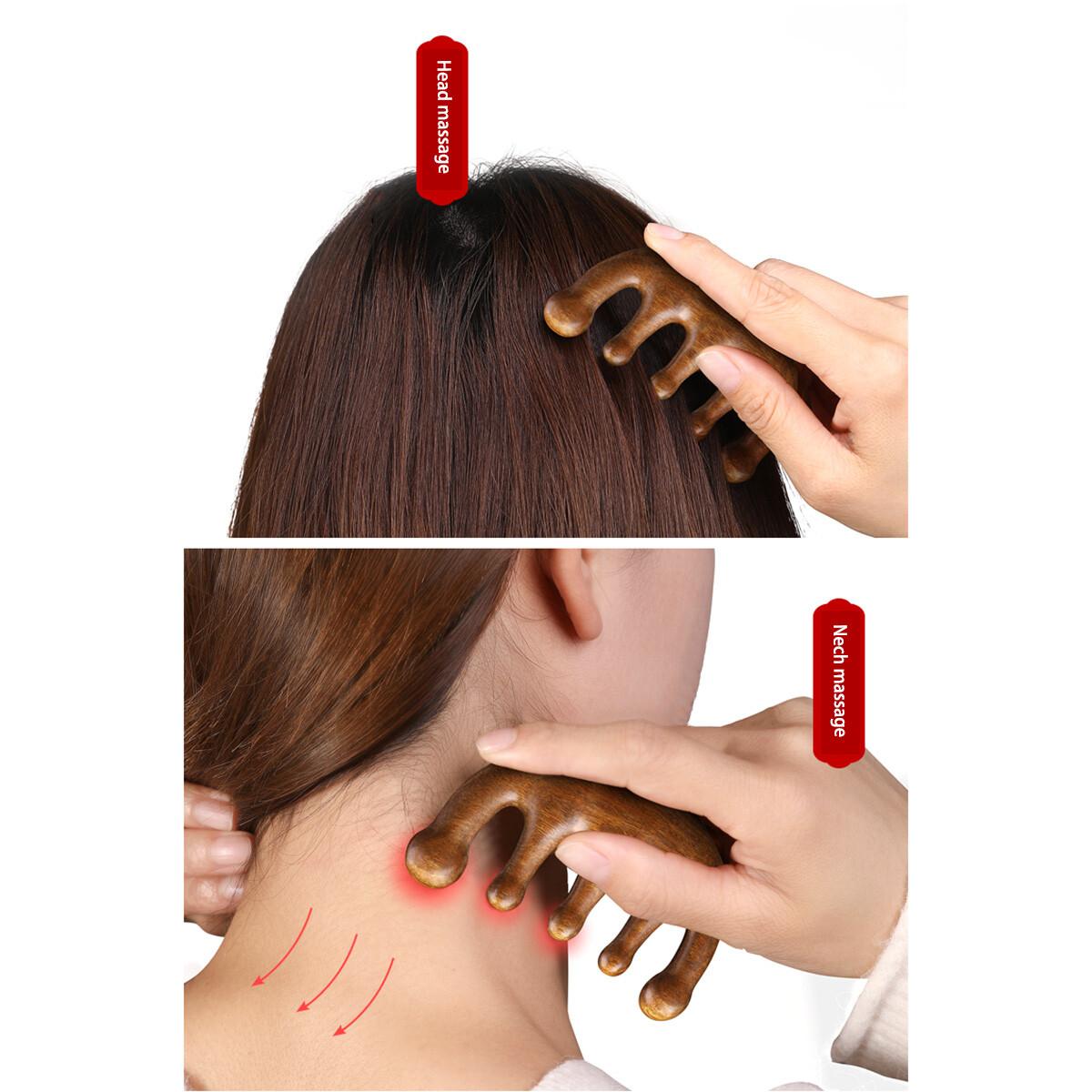 Wood Craft Nature Ebony Rosewood Meridians Massage Comb Health Hair Therapy