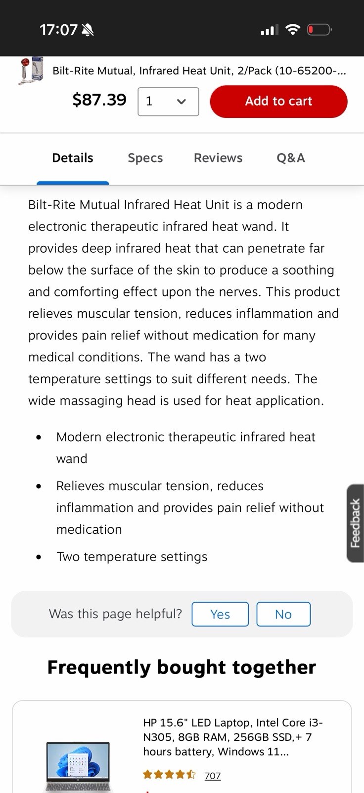 Bilt-Rite Infrared Heat Wand Model: 10-65200