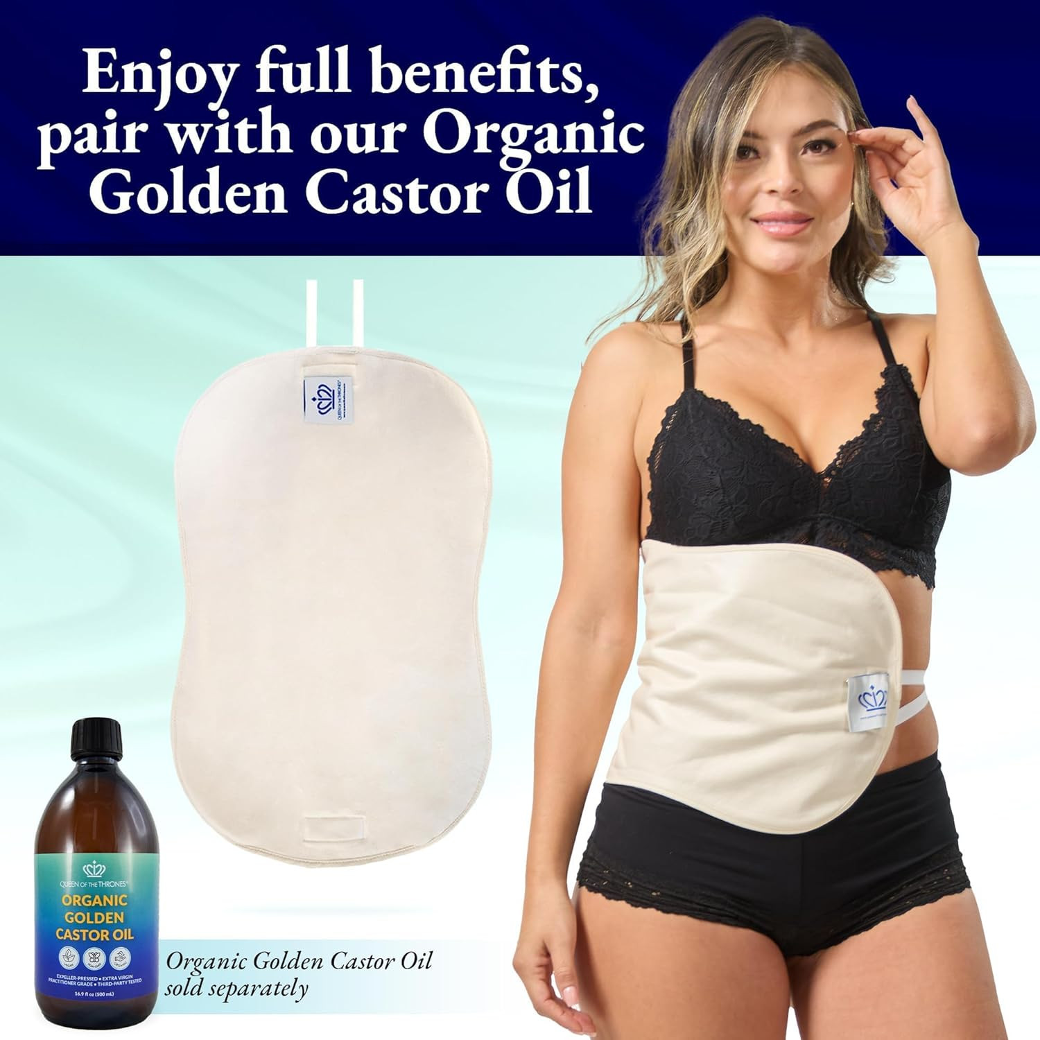 Castor Oil Pack for Liver (Compress) – Heatless, Less-Mess, Reusable – Organic