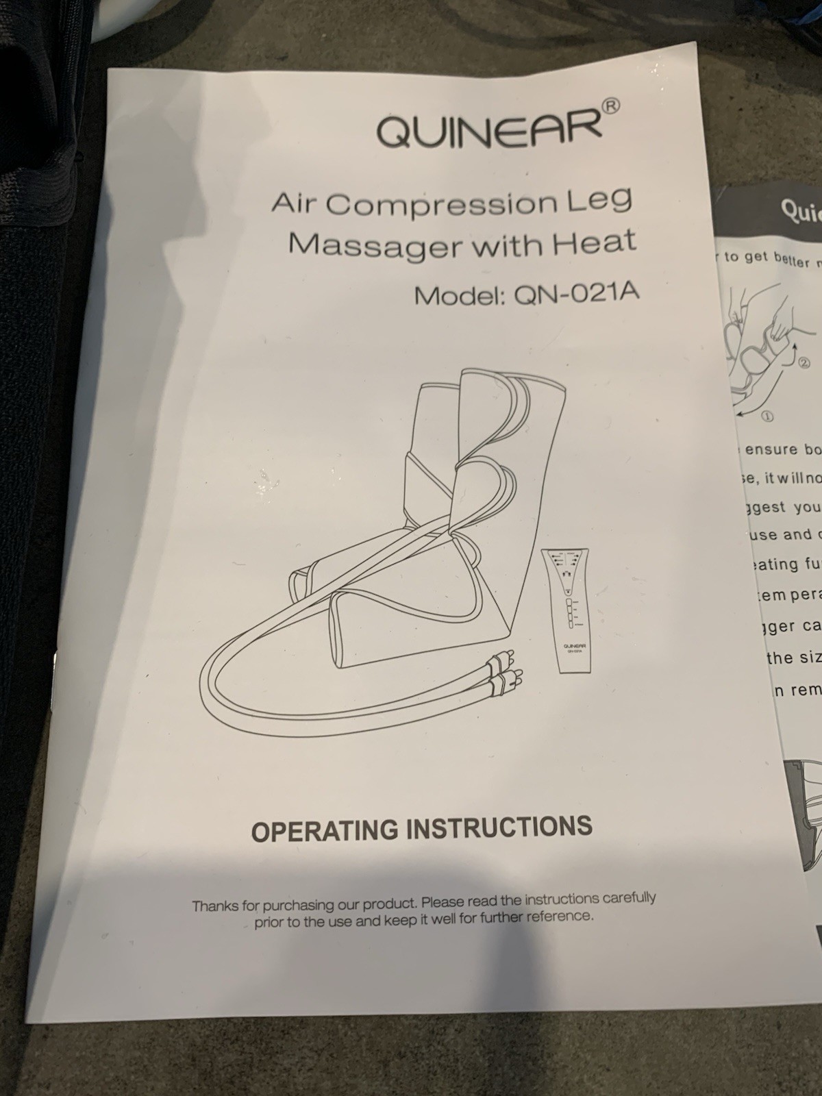 QUINEAR Leg Massager with Heat Air Compression Massage for Foot & Calf QN-021A