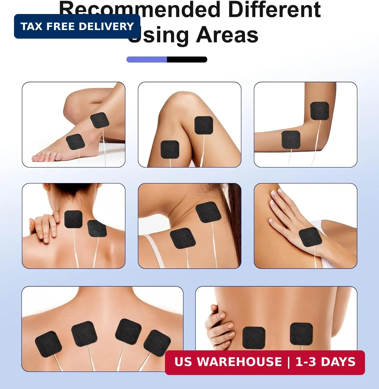 TENS Unit Replacement Pads, 2×2″20 Pcs Reusable Self-Adhesive TENS Unit Electrod