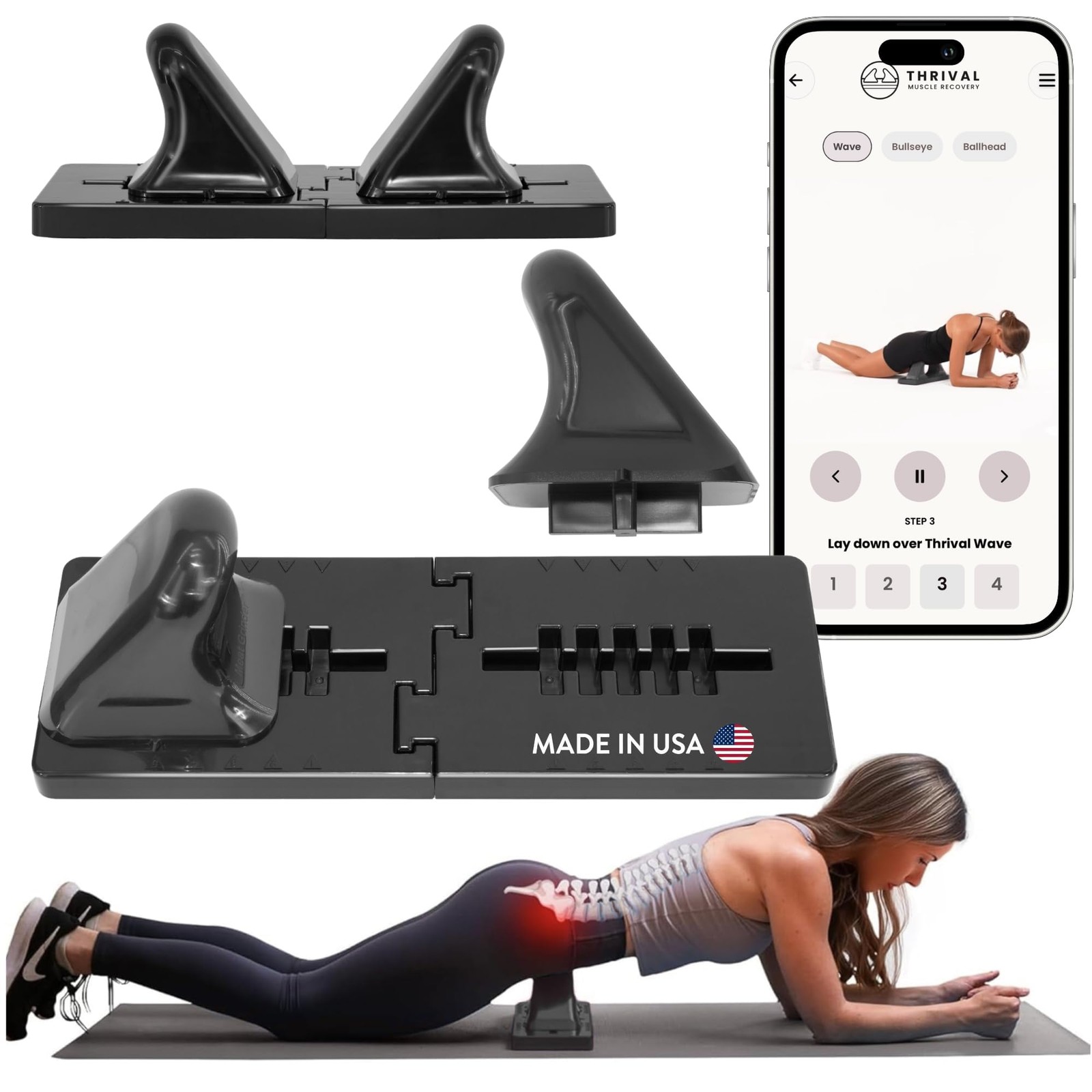 Wave – Fully Adjustable Psoas Muscle Release Tool with App for QL, Hip Flexor…