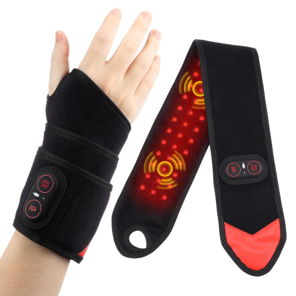 Electric Wrist Massager Brace w/ Heat & Vibration for Carpal Tunnel, Arthritis