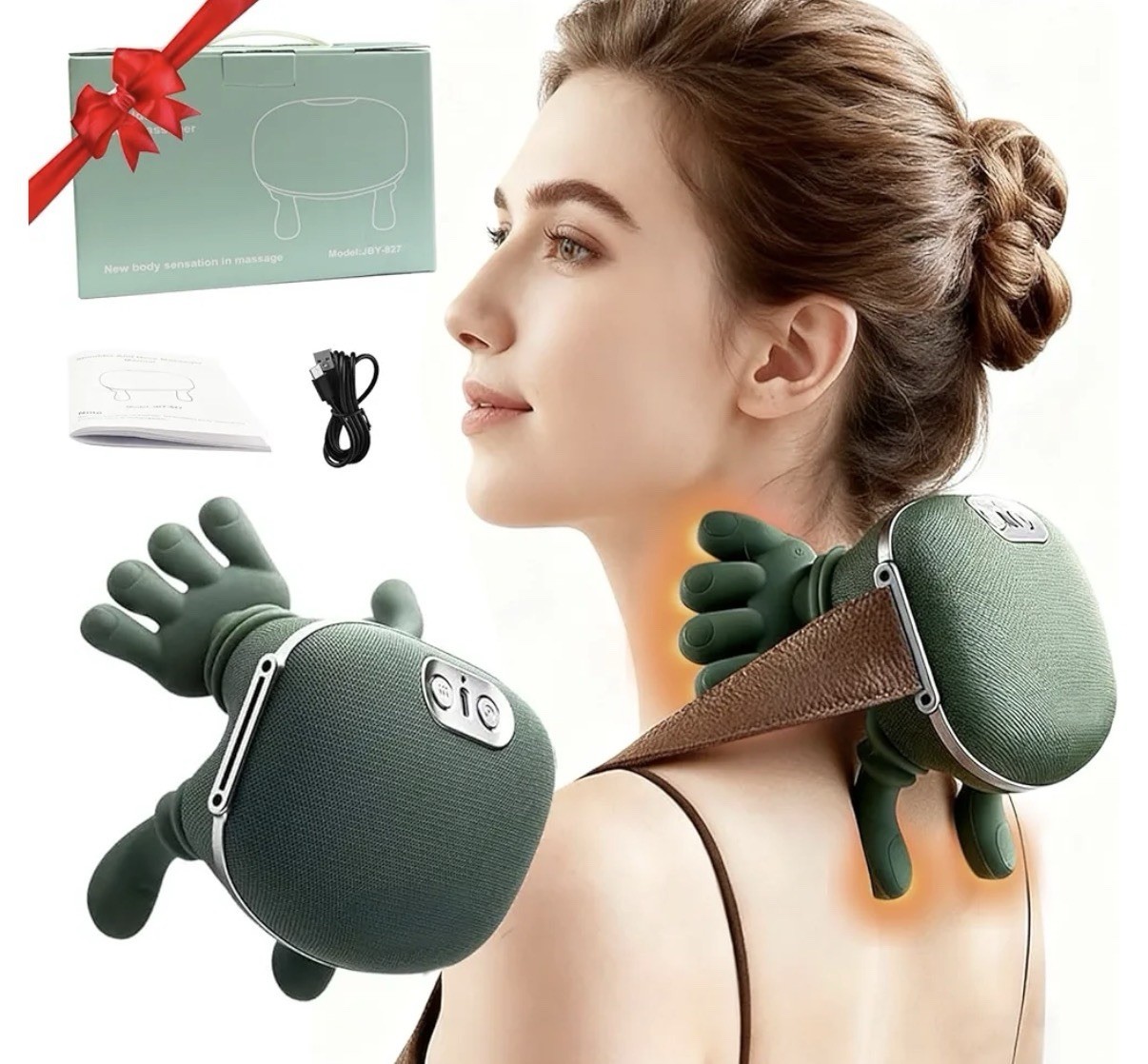 Siasoo Neck Massager With Heat-Wireless Portable Shiatsu Neck and Shoulder