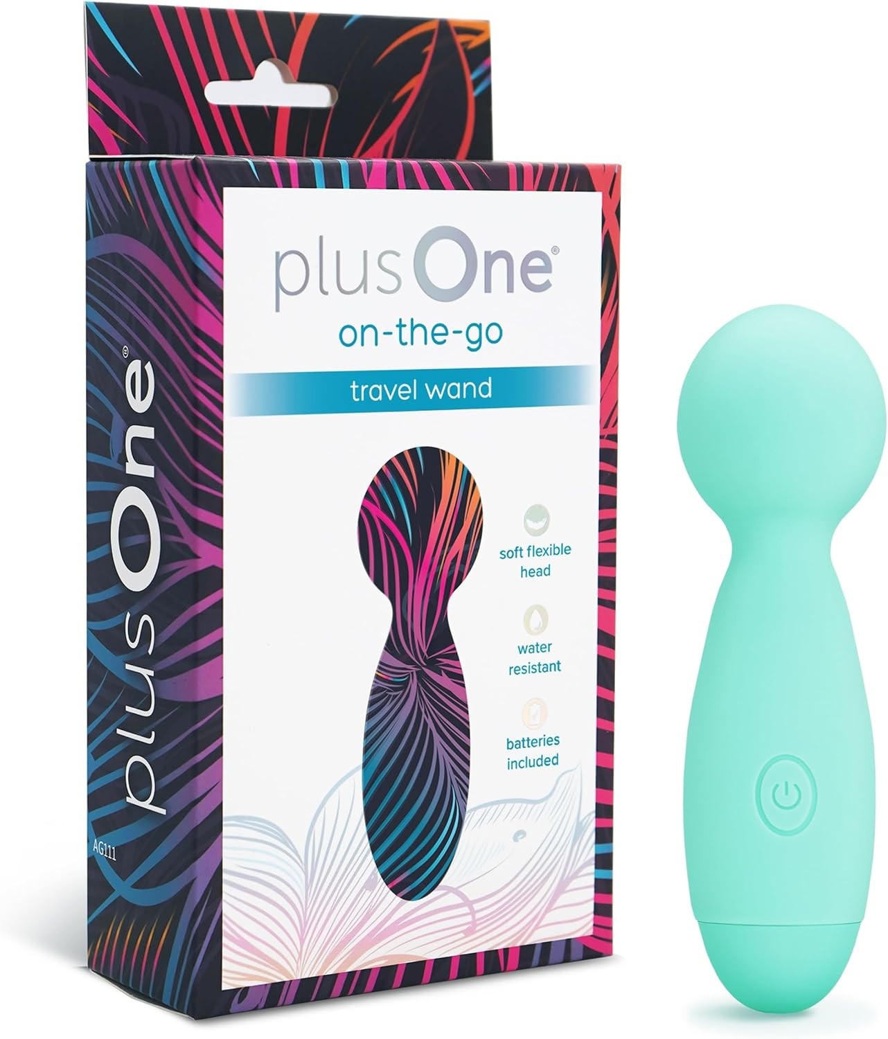 plusOne On-the-Go Travel Wand Vibrating Massage Stick Silicone Waterproof – Teal