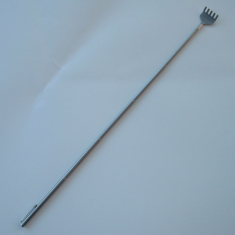 4 Plain Telescoping / Telescopic Metal Back Scratcher w. Pen Clip and 5 Prongs