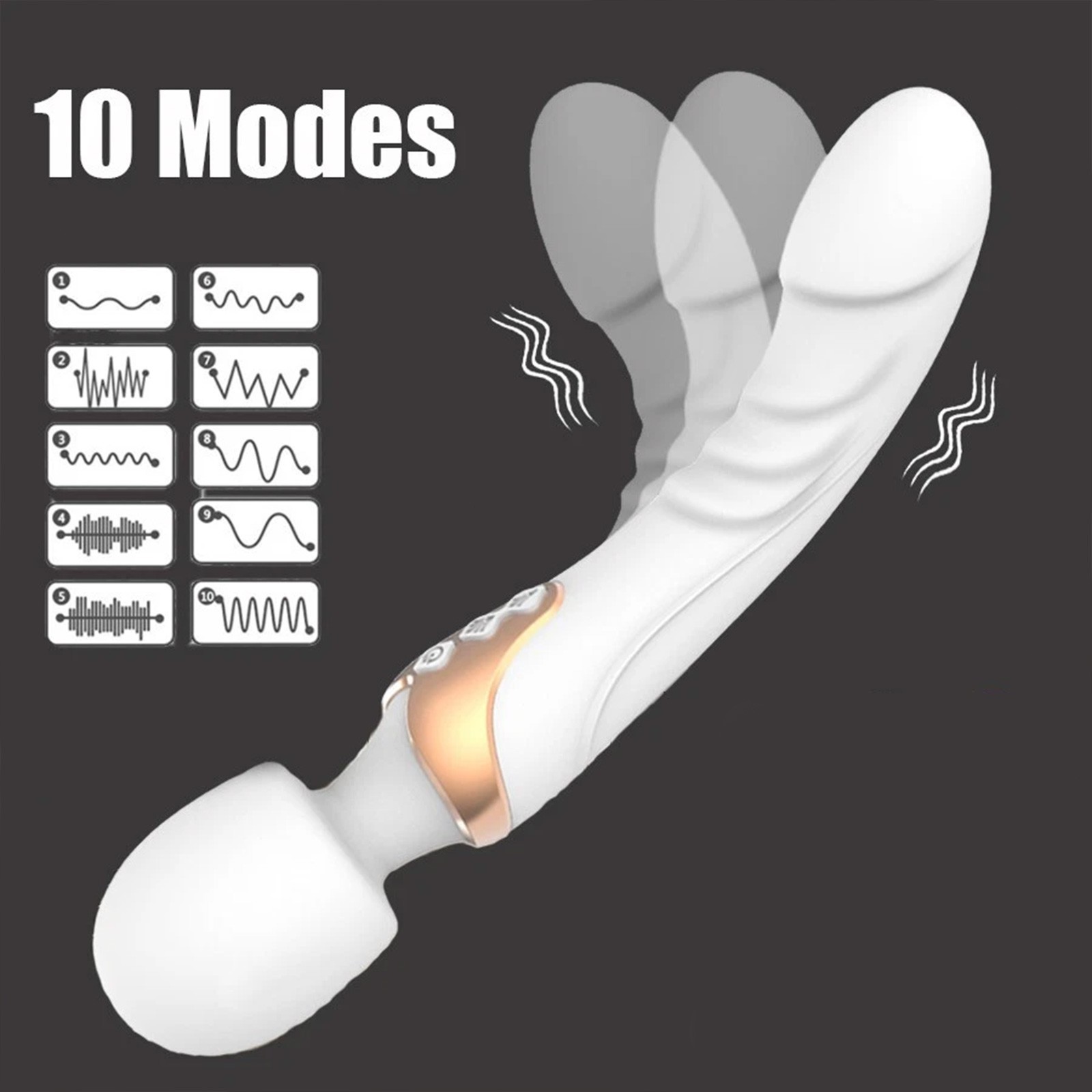 Double Delight Wand Massager, Personal Massager with Powerful Vibration – White