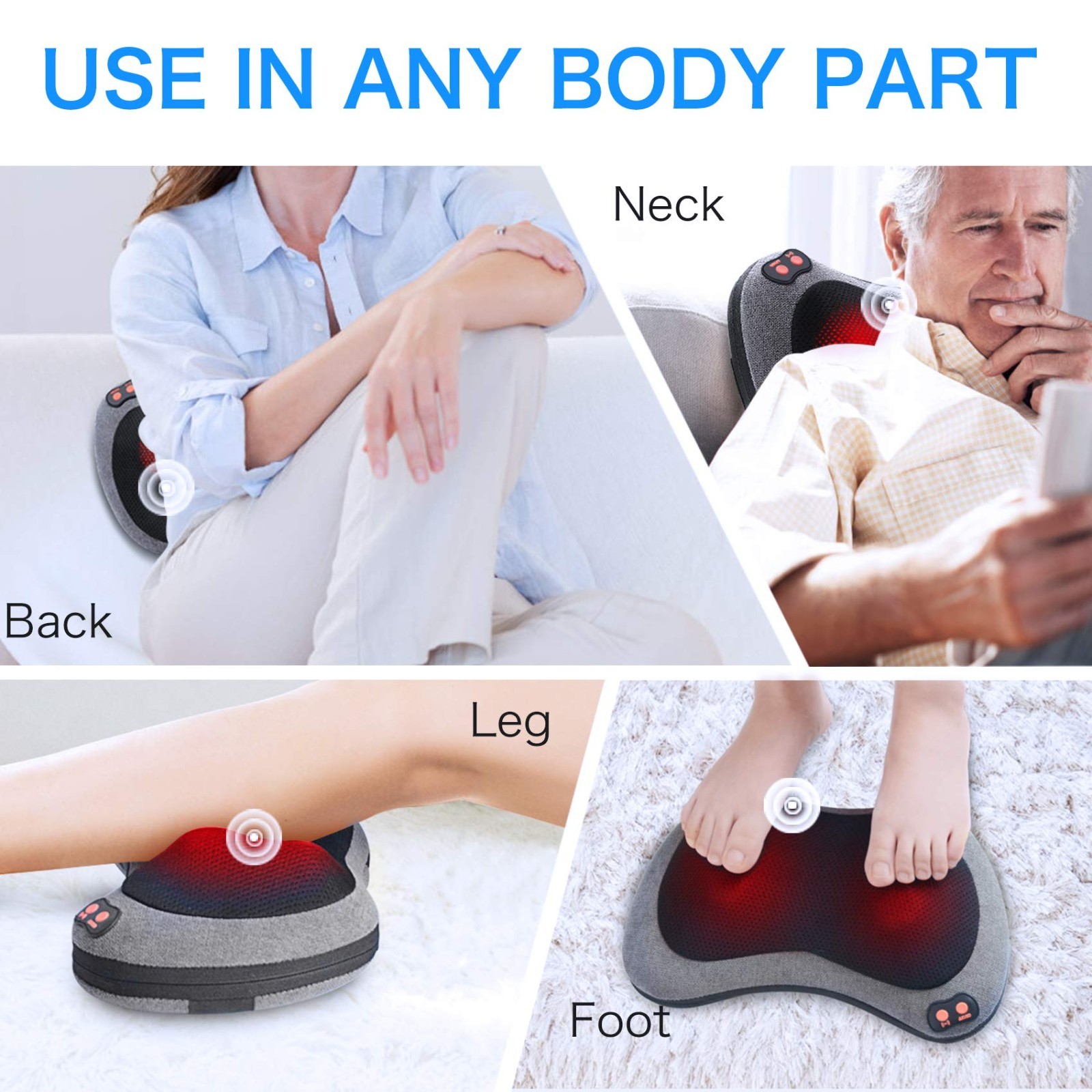 Shiatsu Back Massager with Heat, Deep Tissue Neck & Shoulder Relief, 3D Kneading