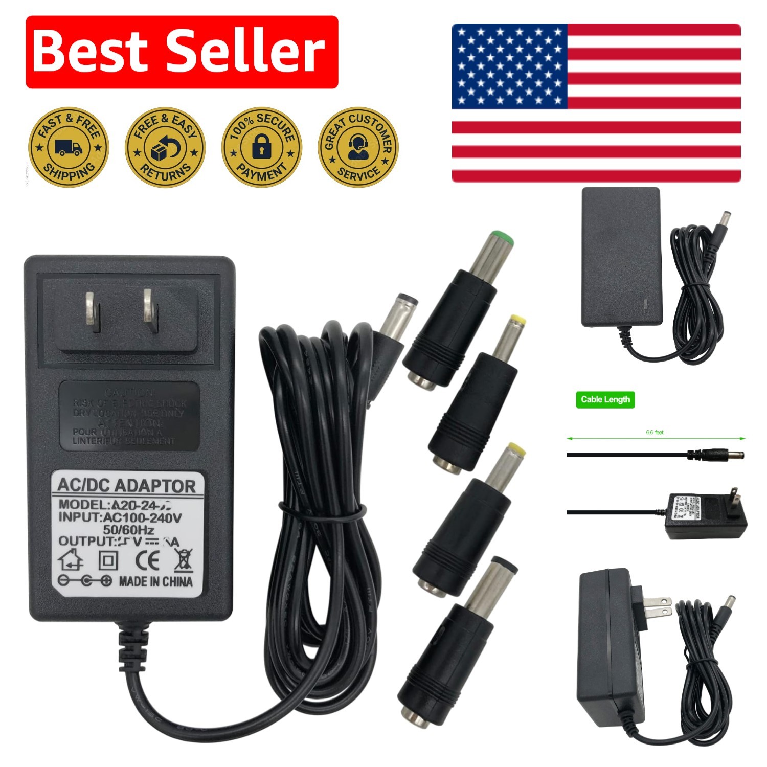 20V AC Adapter Charger for Theragun G3PRO, Elite & Pro Massage Guns – 6.6ft