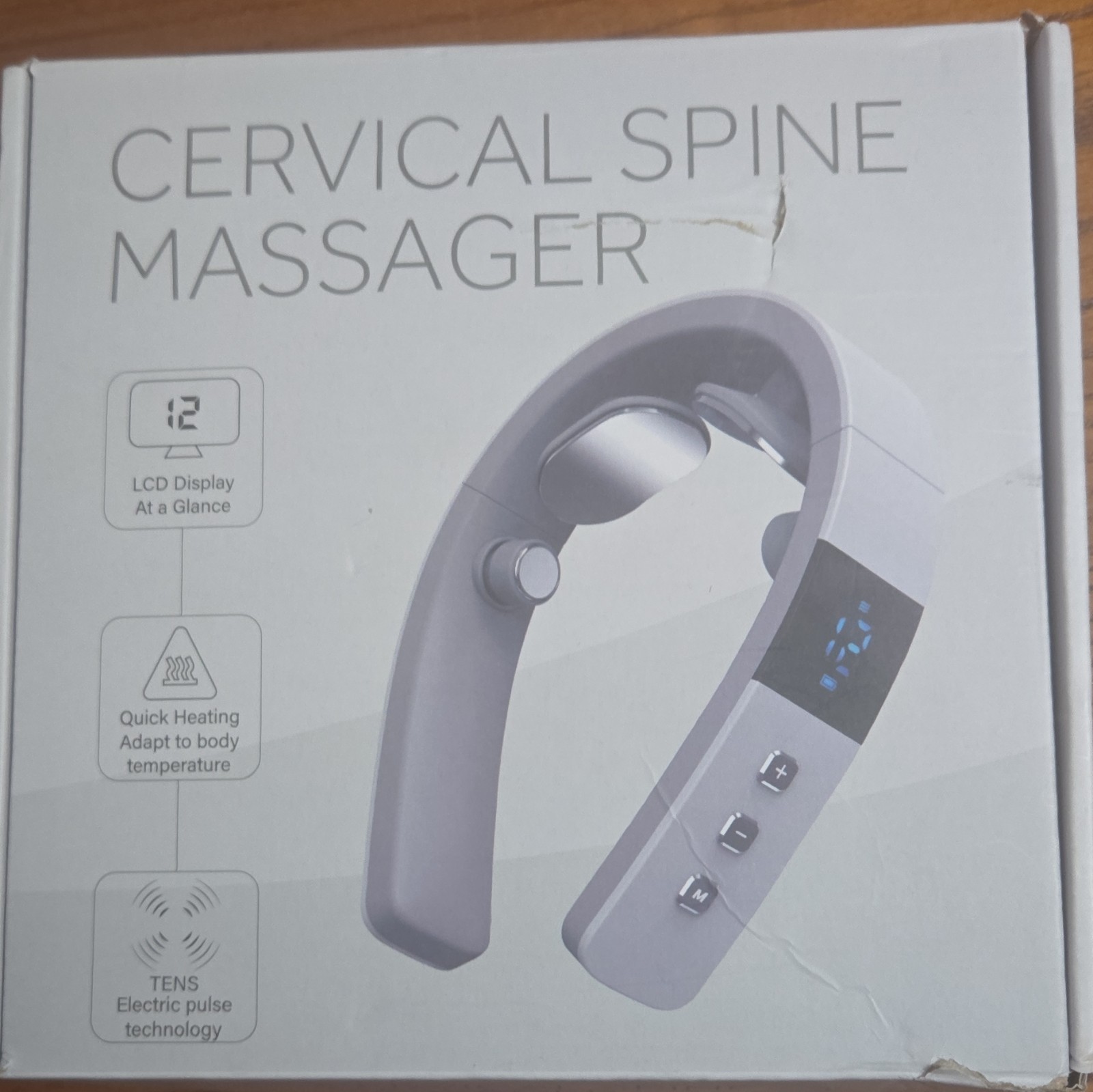 Cervical Spine Massager Q1 Gray ABS Silicone LCD Display TENS Quick Heating USB