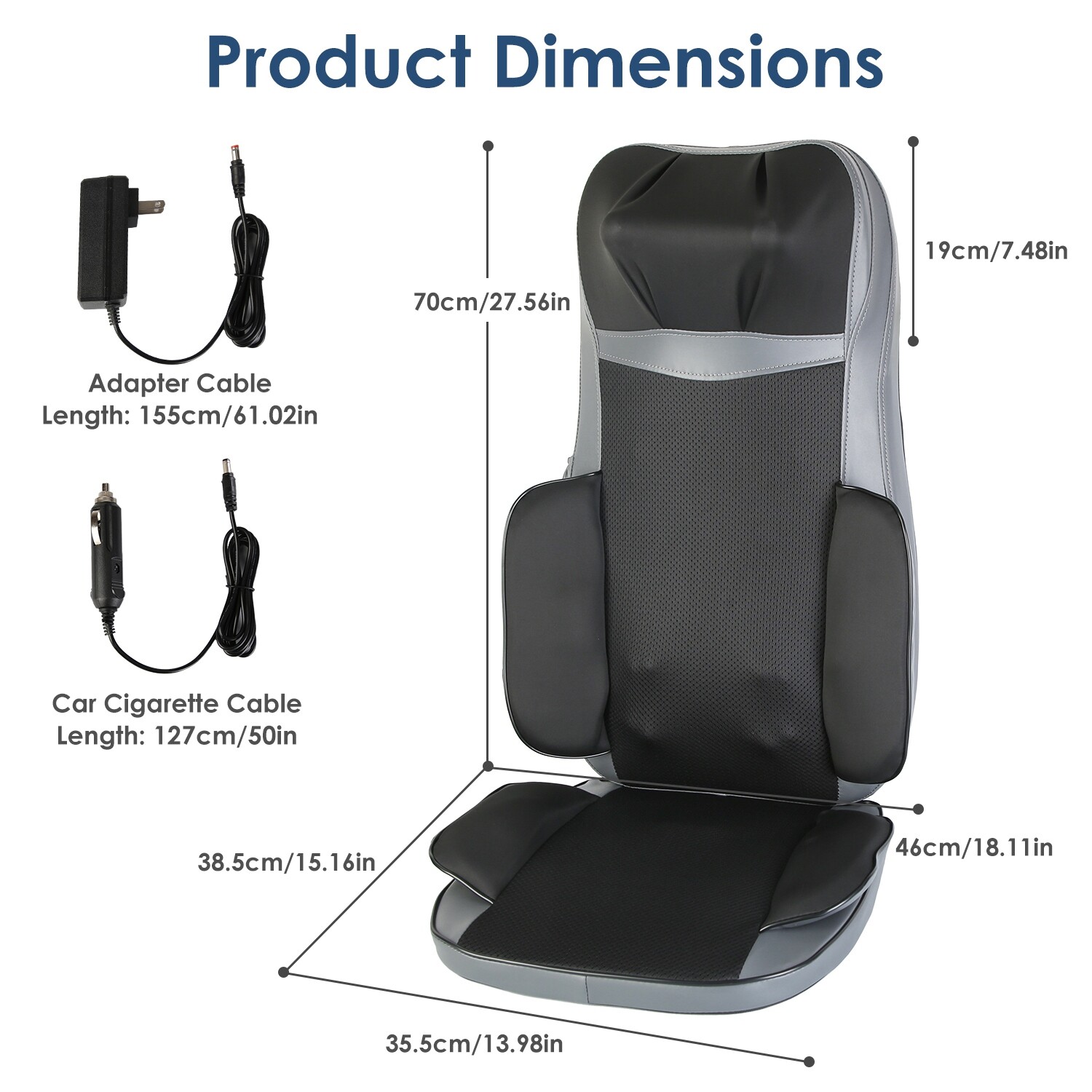 Back Neck Massage Seat Chair Cushion with Heat 3D Kneading Massage Pad Home Car