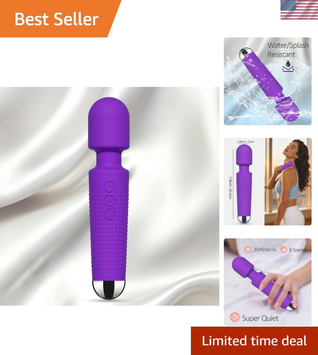 Cordless Personal Wand Massager – Waterproof USB Rechargeable Vibration Wand,…
