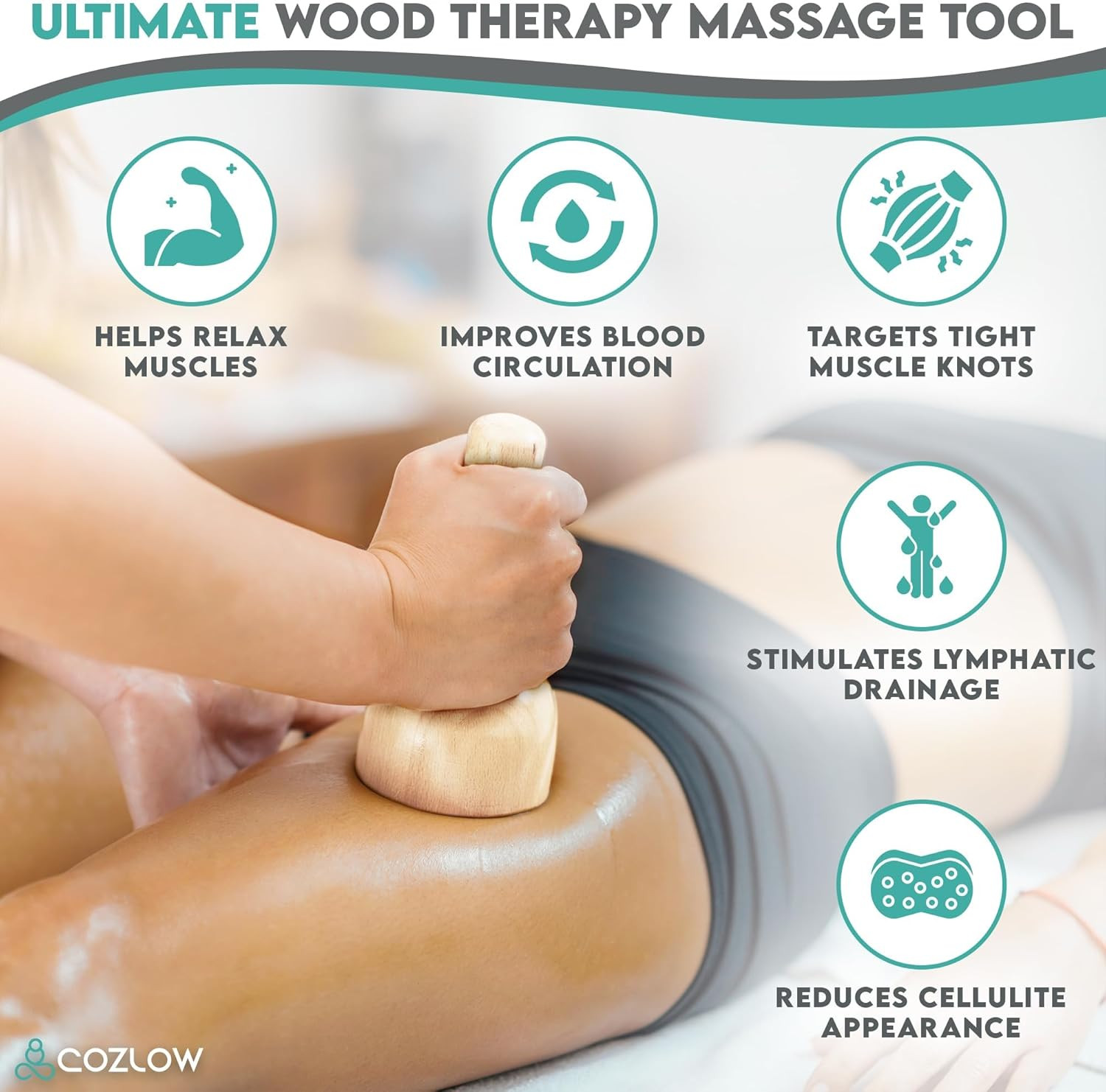 Wood Therapy Massage Cup & Roller for Body Sculpting & Lymphatic Drainage