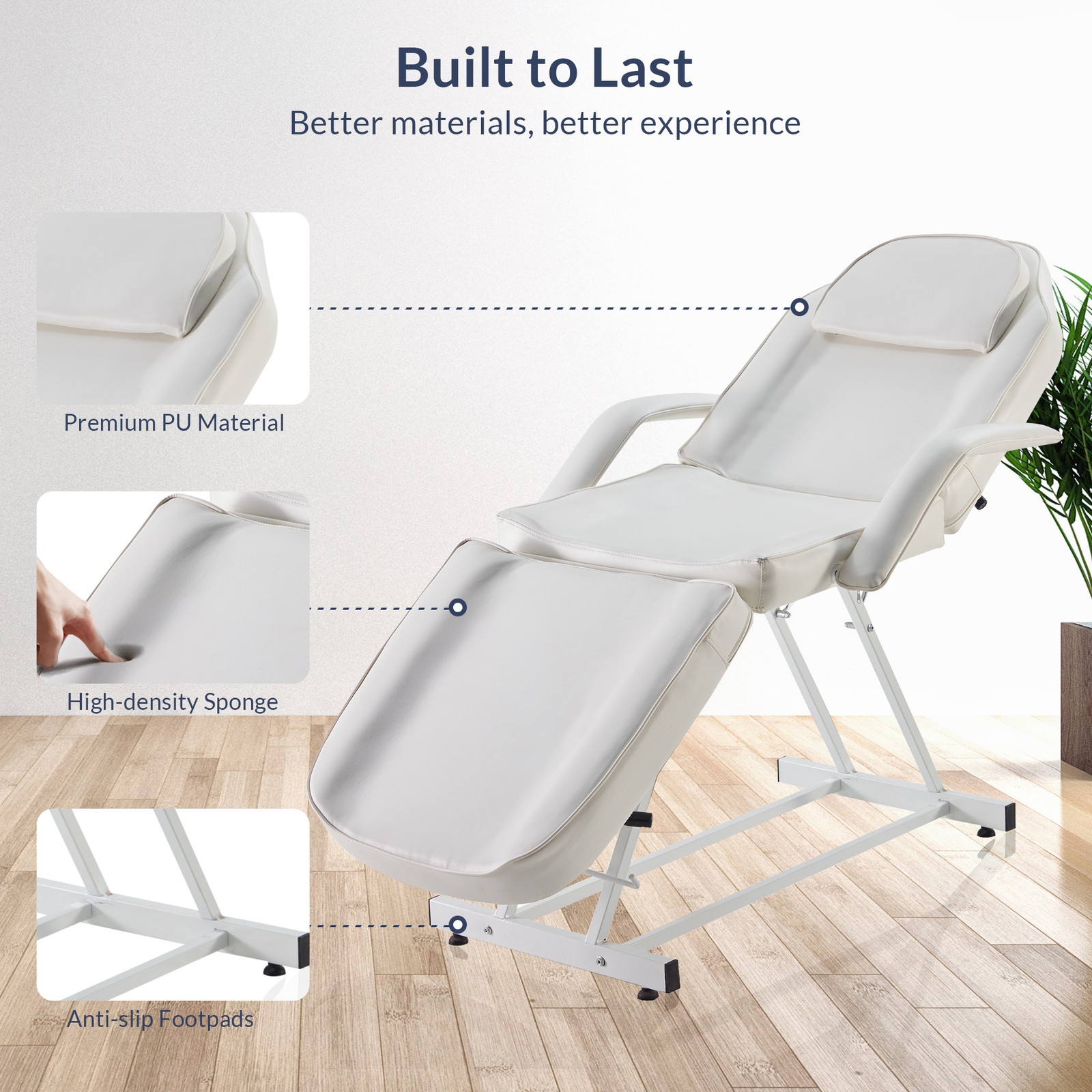 Adjustable Facial Bed Table Massage Chair Beauty Spa Tattoo Beauty Salon, Cream