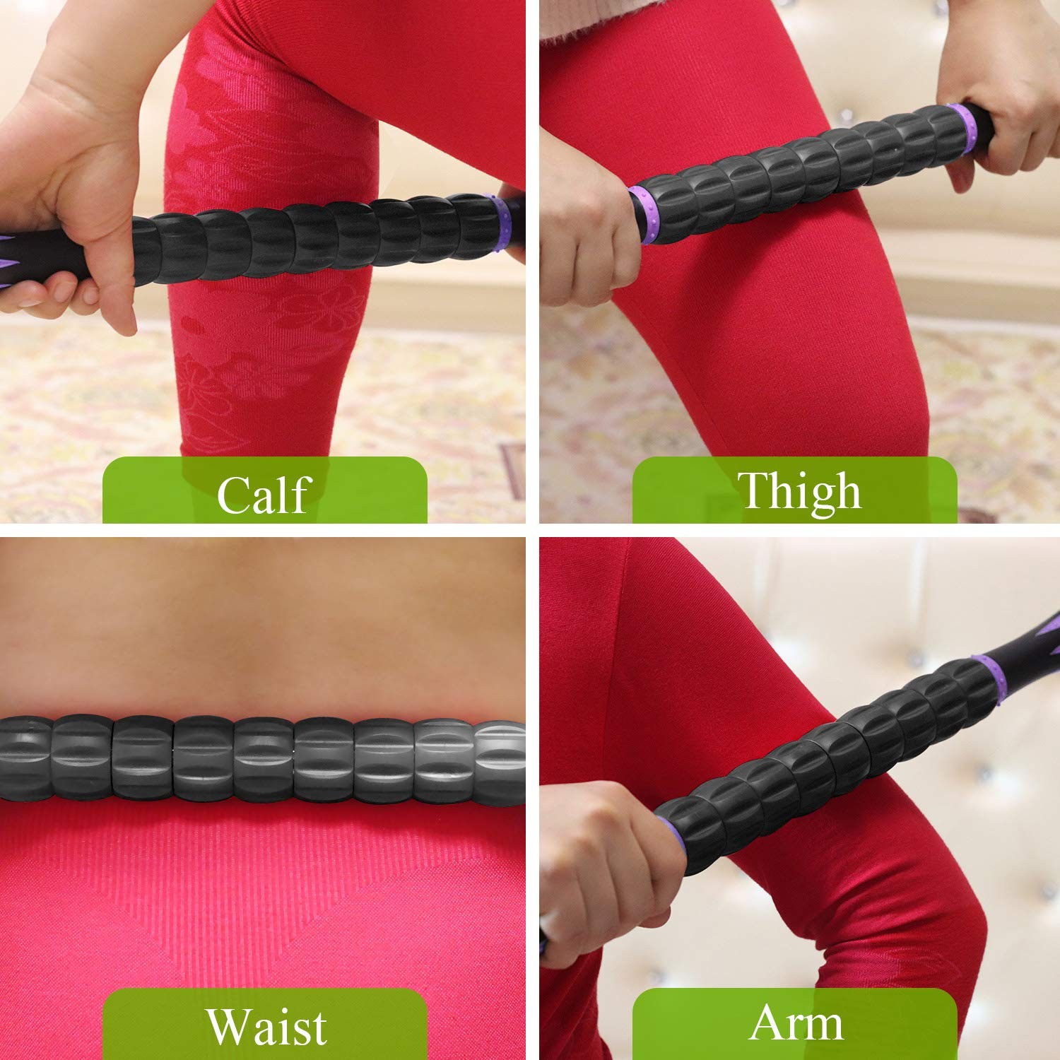 MZDXJ Muscle Roller Massage 17.5×1.5 Inch (Pack of 1), Purple Black