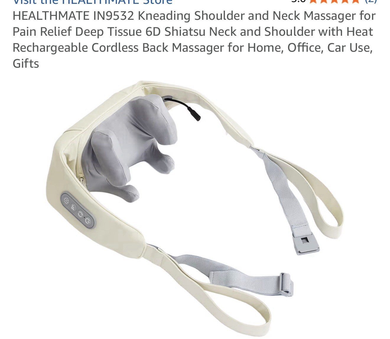 Massage Belt for Shoulder, Neck, Waist, Back, Legs Beige Gray Synthetic Leather