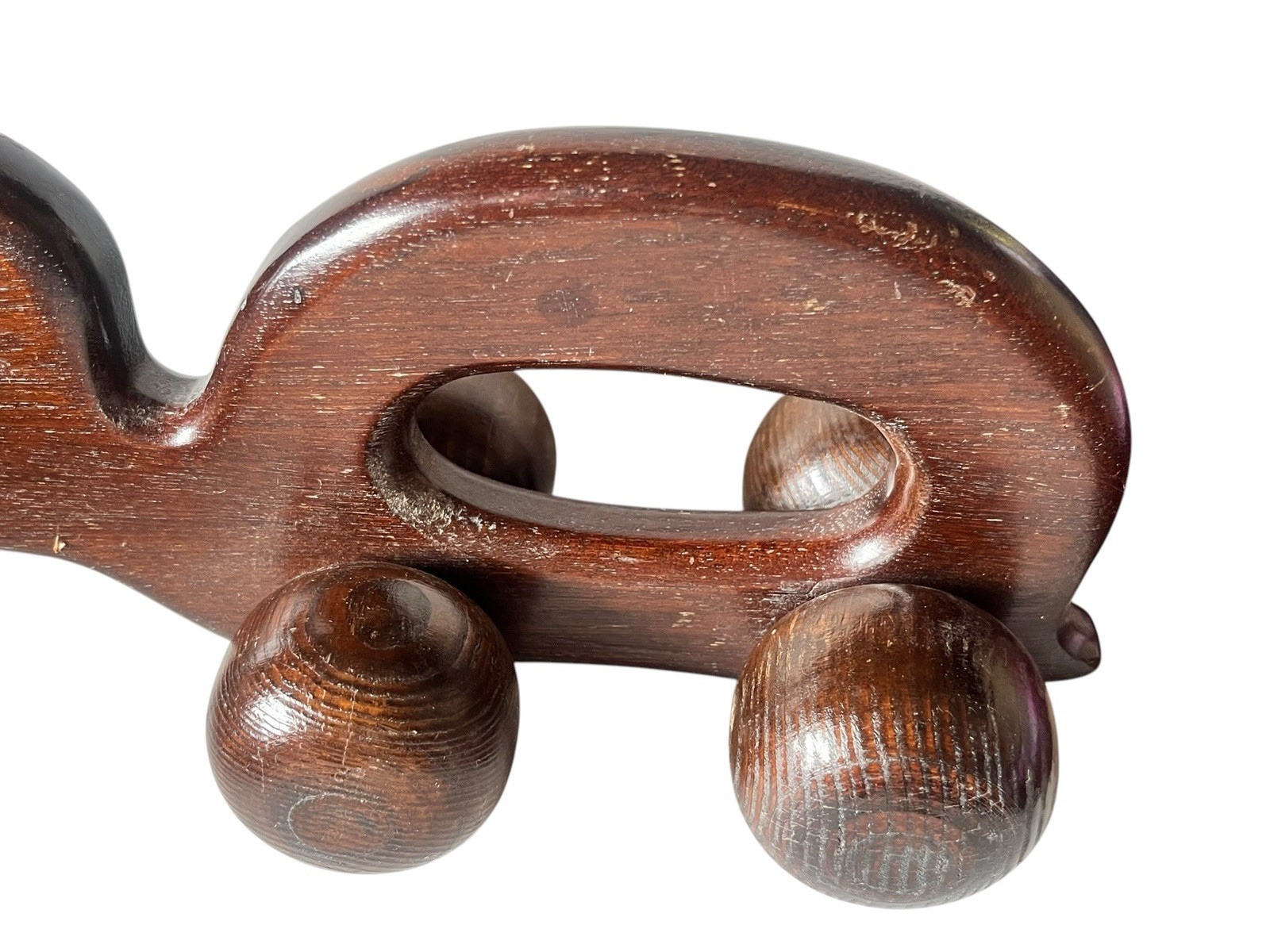 Vintage Wooden Turtle Manual Back Massager With Roller Balls 4″ x 9″