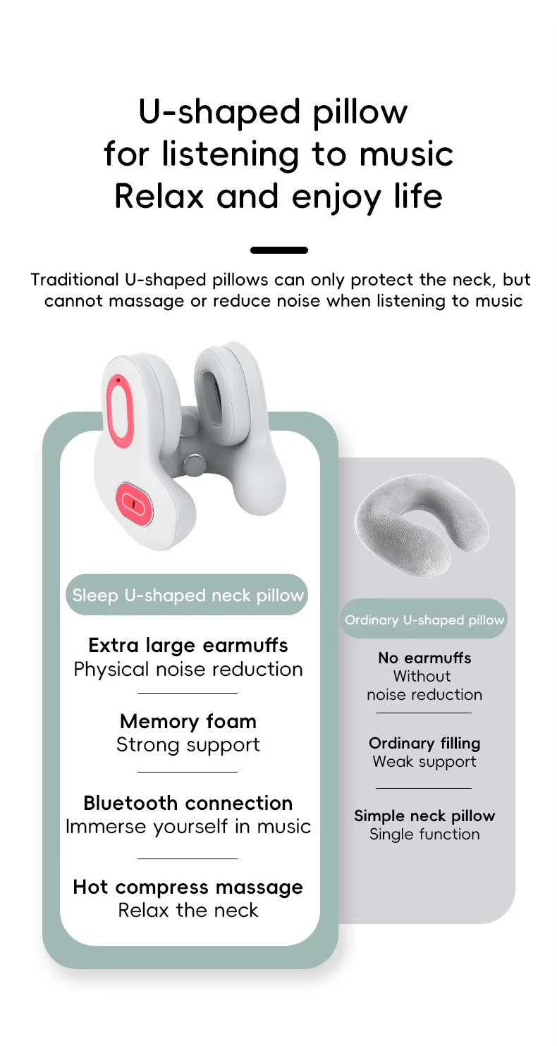 Neck Massager/Travel Memory Foam Pillow (Orthopedic Cervic) with Bluetooth Music