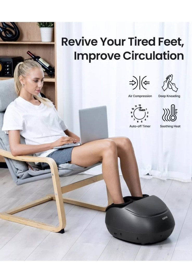 RENPHO Foot Massager RF-FM059 Kneading Shiatsu Heat Air Compression – Black