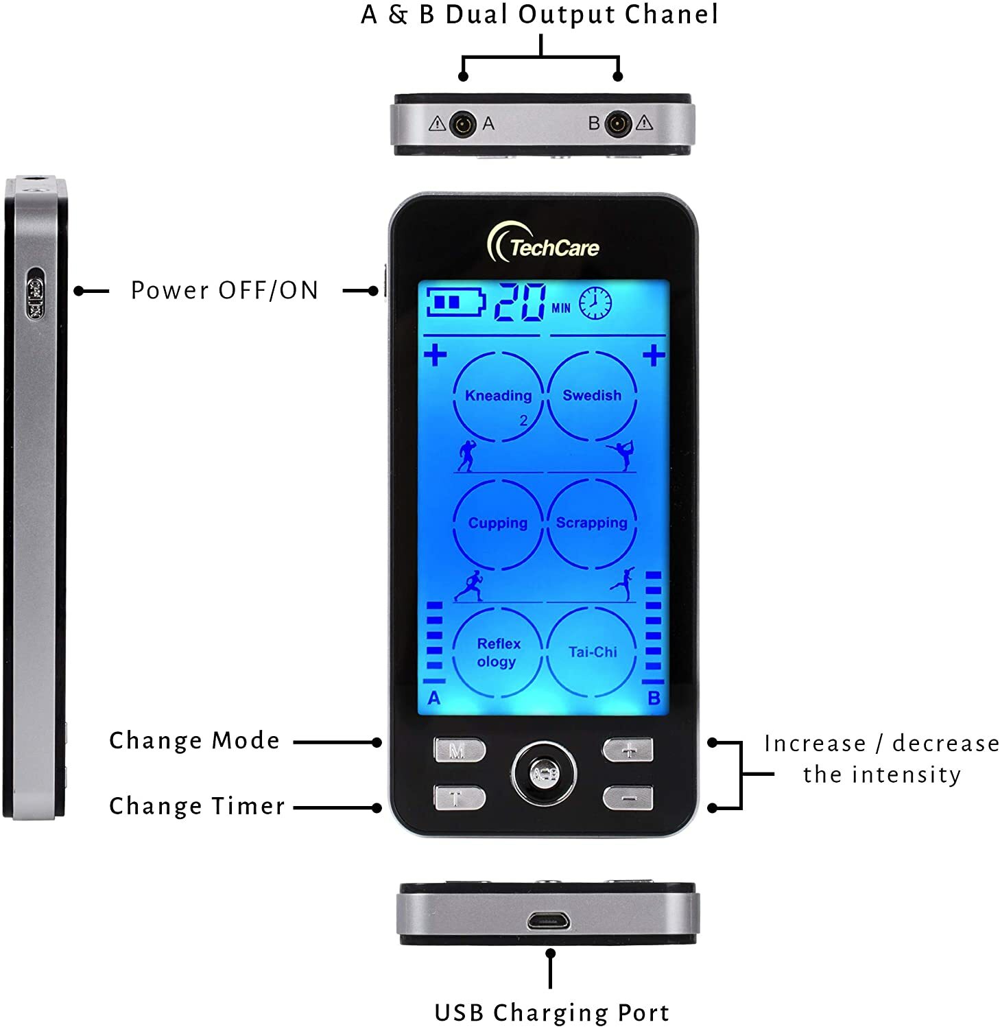 Tens EMS Unit Muscle Stimulator Rechargeable Massager Pain Relief Massage Belt