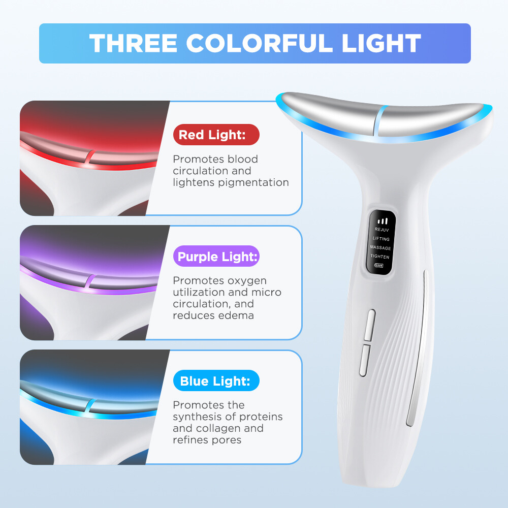 Neck Face Massager Face Sculpting Tool 3 Colour Modes and Vibration for Facial