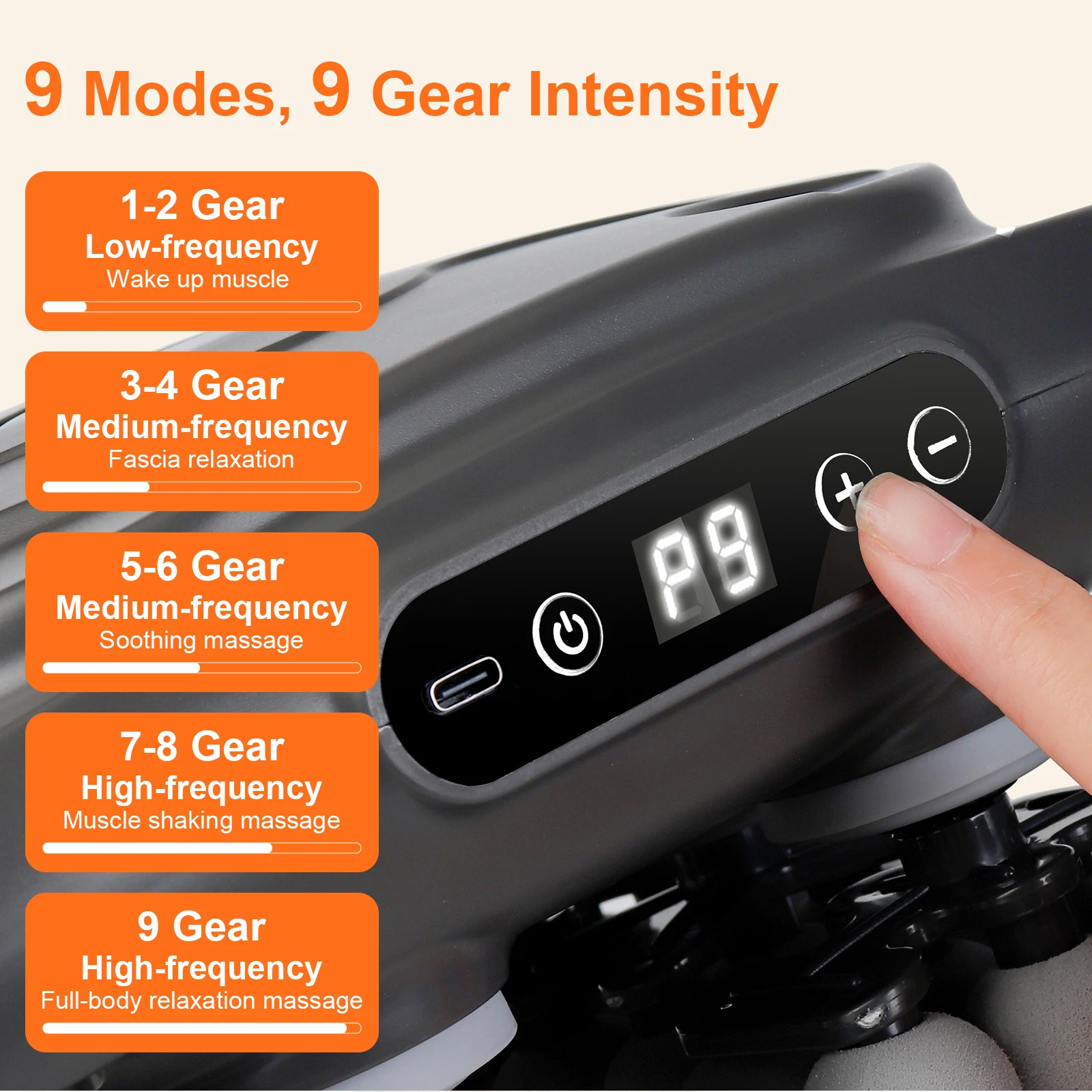 42 Heads Fascia Gun High-Frequency Vibration Deep Massage Device for Shoulder Wa