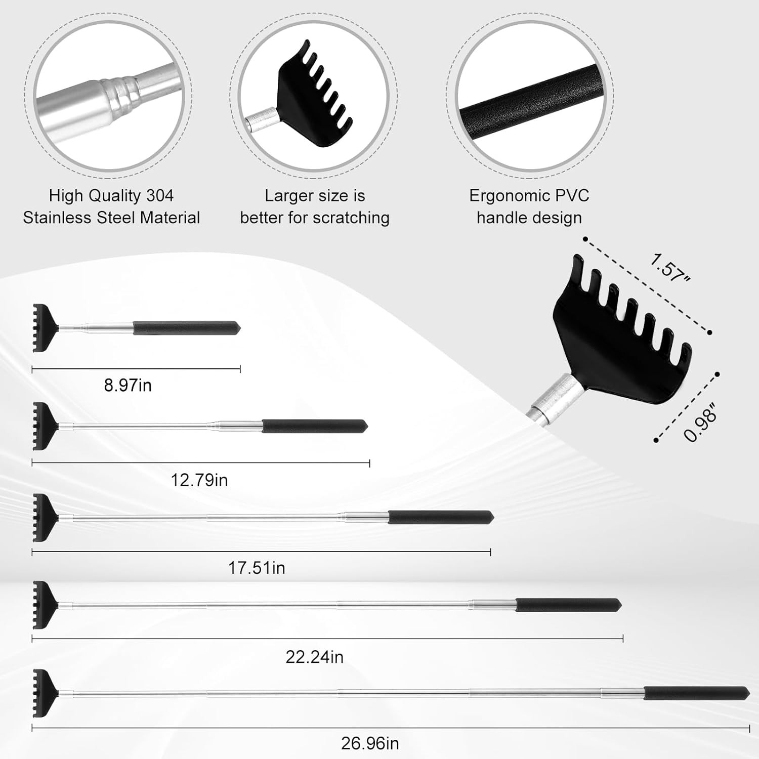 4 Pack Different Back Scratcher Portable Telescoping with Rubber Handles, Extend