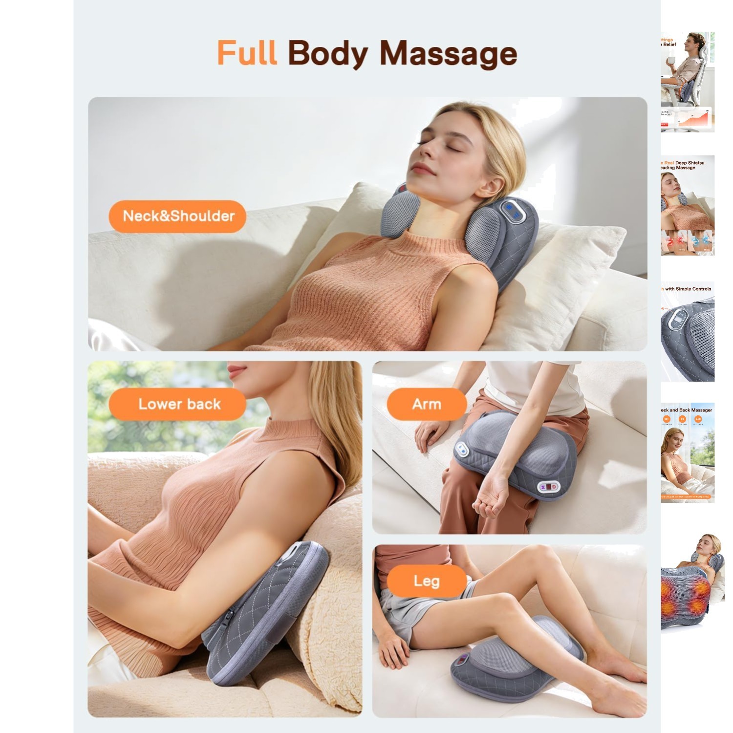 Portable Shiatsu Massage Pillow with Heat & Auto Shut-Off – Stress Relief Gift