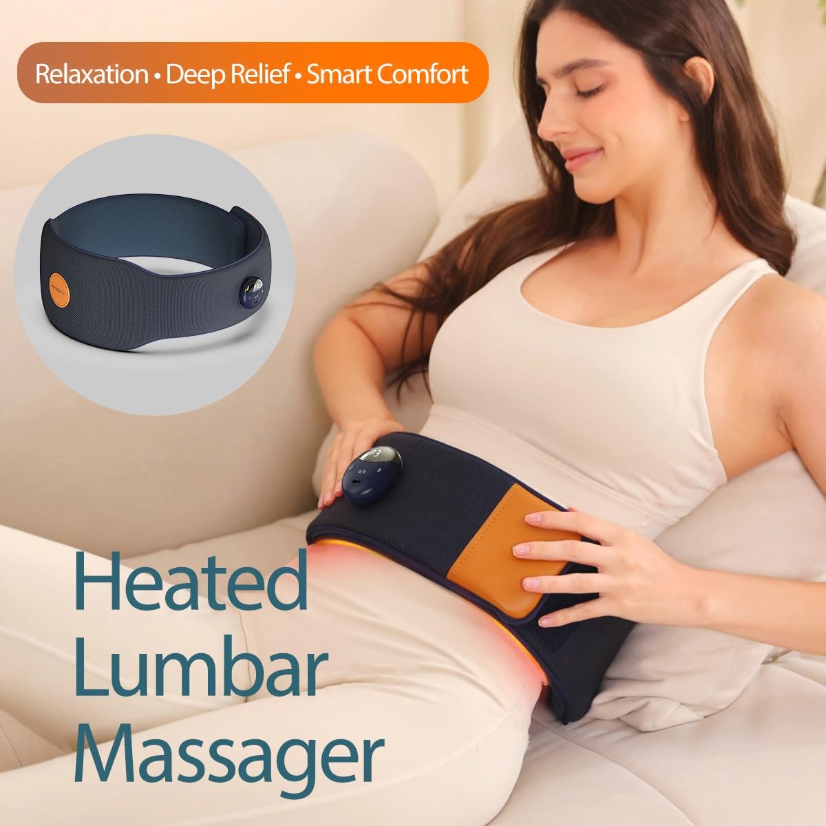 Heated Lumbar Massager with Inflatable Airbag Support, Vibration & Heat – 3-L…