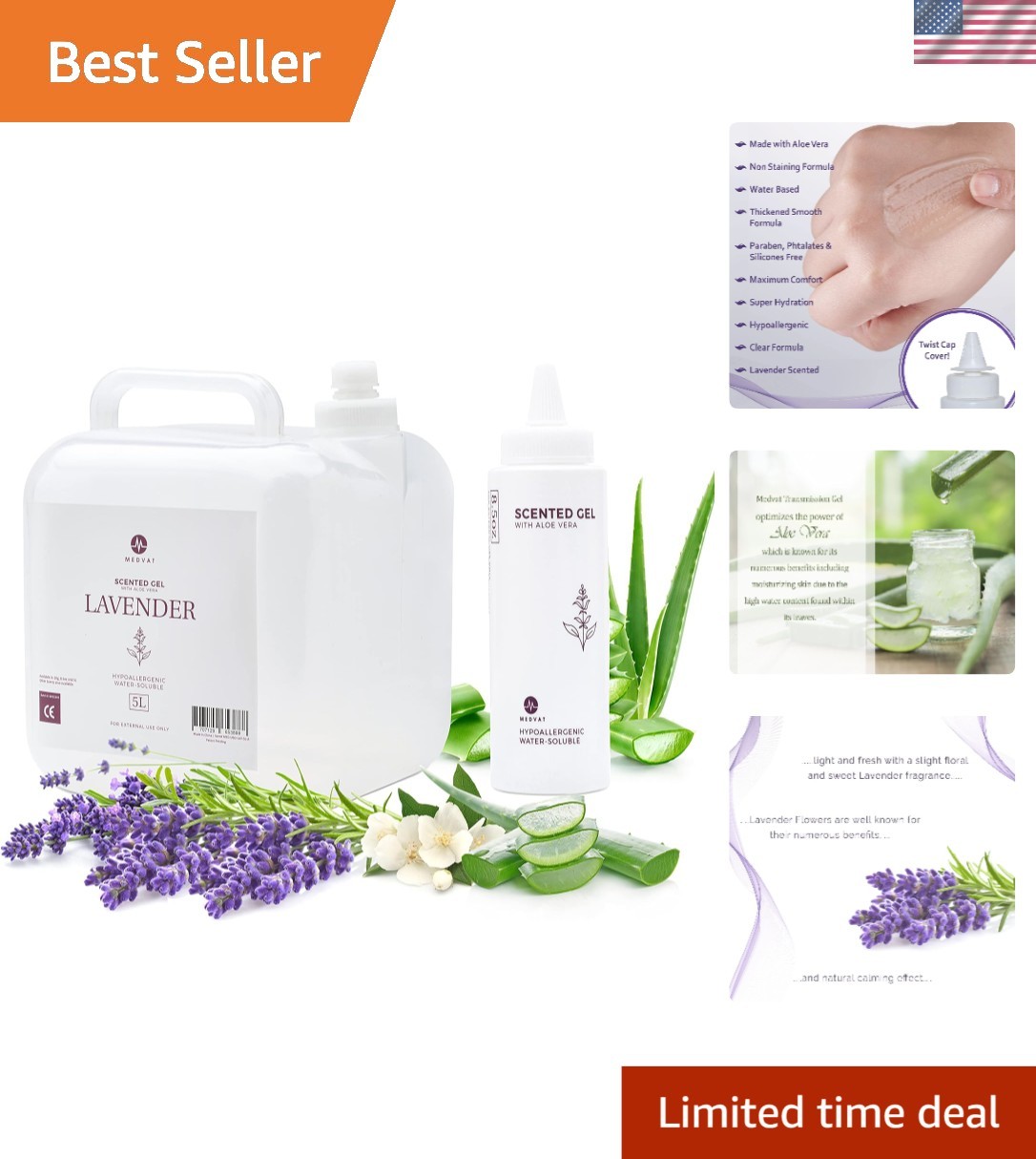 Non-Staining Lavender Conductive Gel – 5L Bulk & 8.5oz Bottle for Spa Treatments