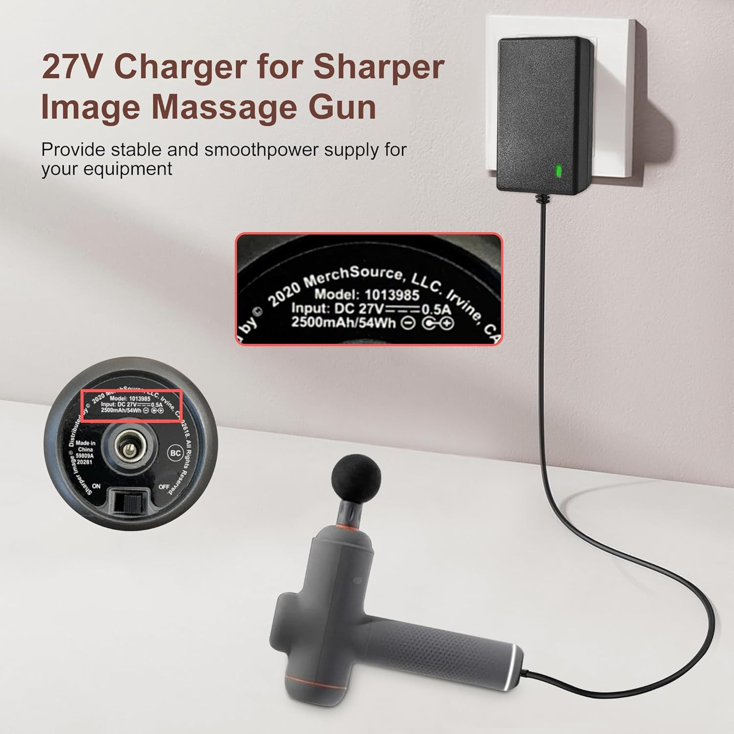 27V for Sharper Image Massage Gun Charger Compatible with Sharper Image Massage