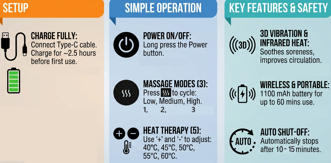 Rejuvacare Shoulder Vibration+Heat Massager Rotator Cuff Joint Pain Relief