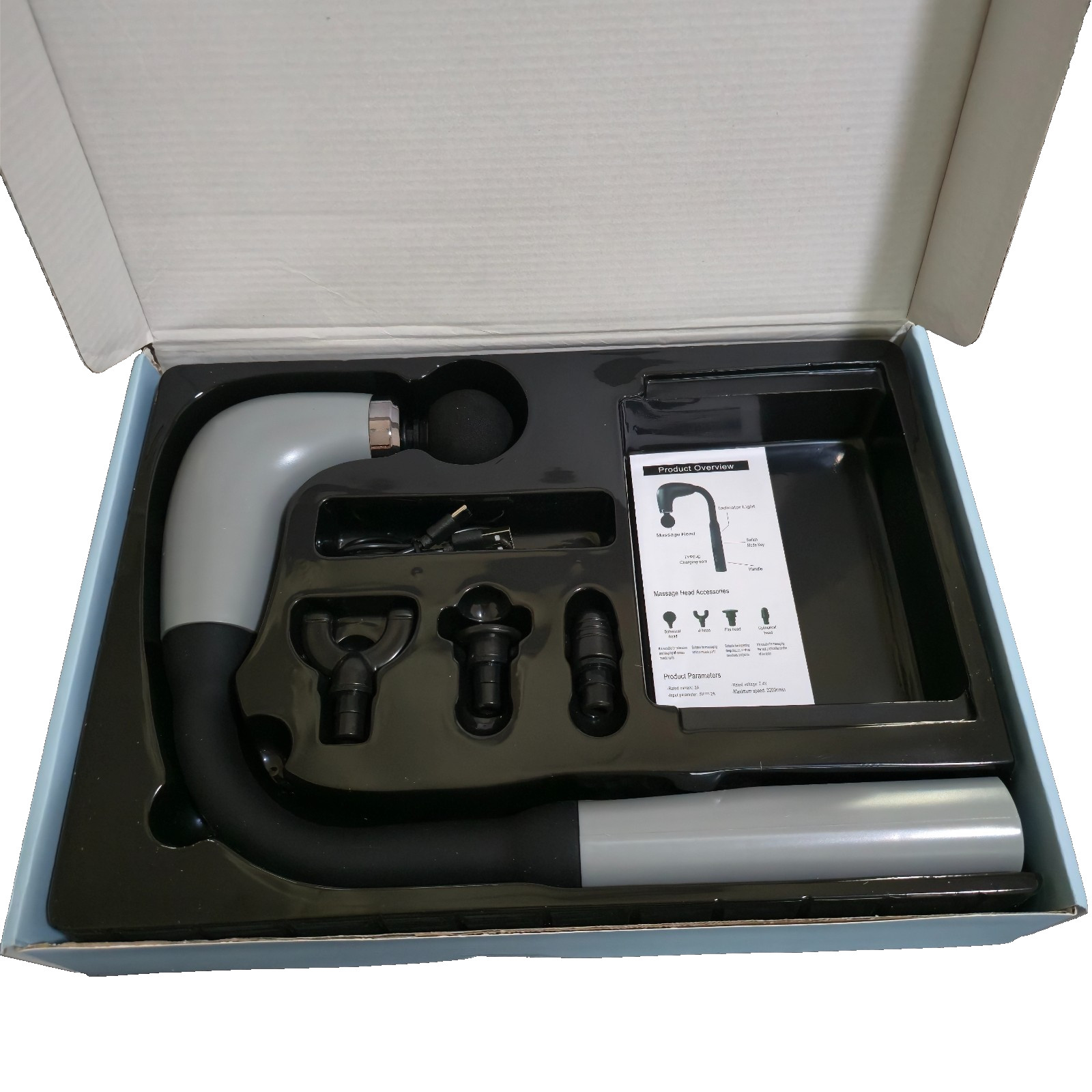 Fascial Gun Deep Tissue Massage Gun Cordless Percussion Massager 9-Speed 4 Heads
