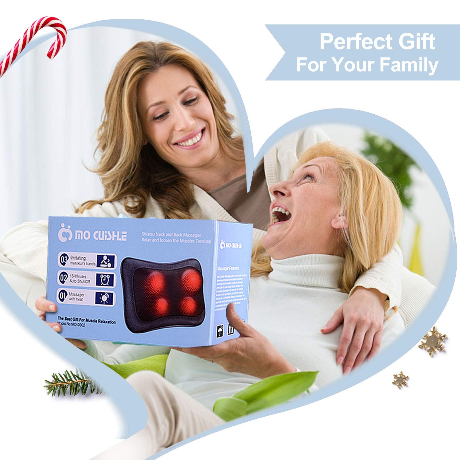 Mo Cuishle Electric Shiatsu Massager for Neck & Back, Heat Pain Relief Gift