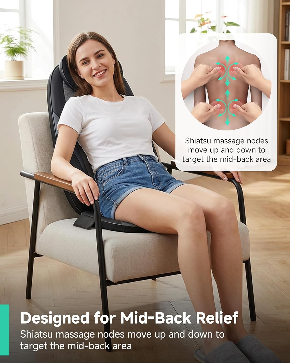 Shiatsu Massage Pad with Roller Heat