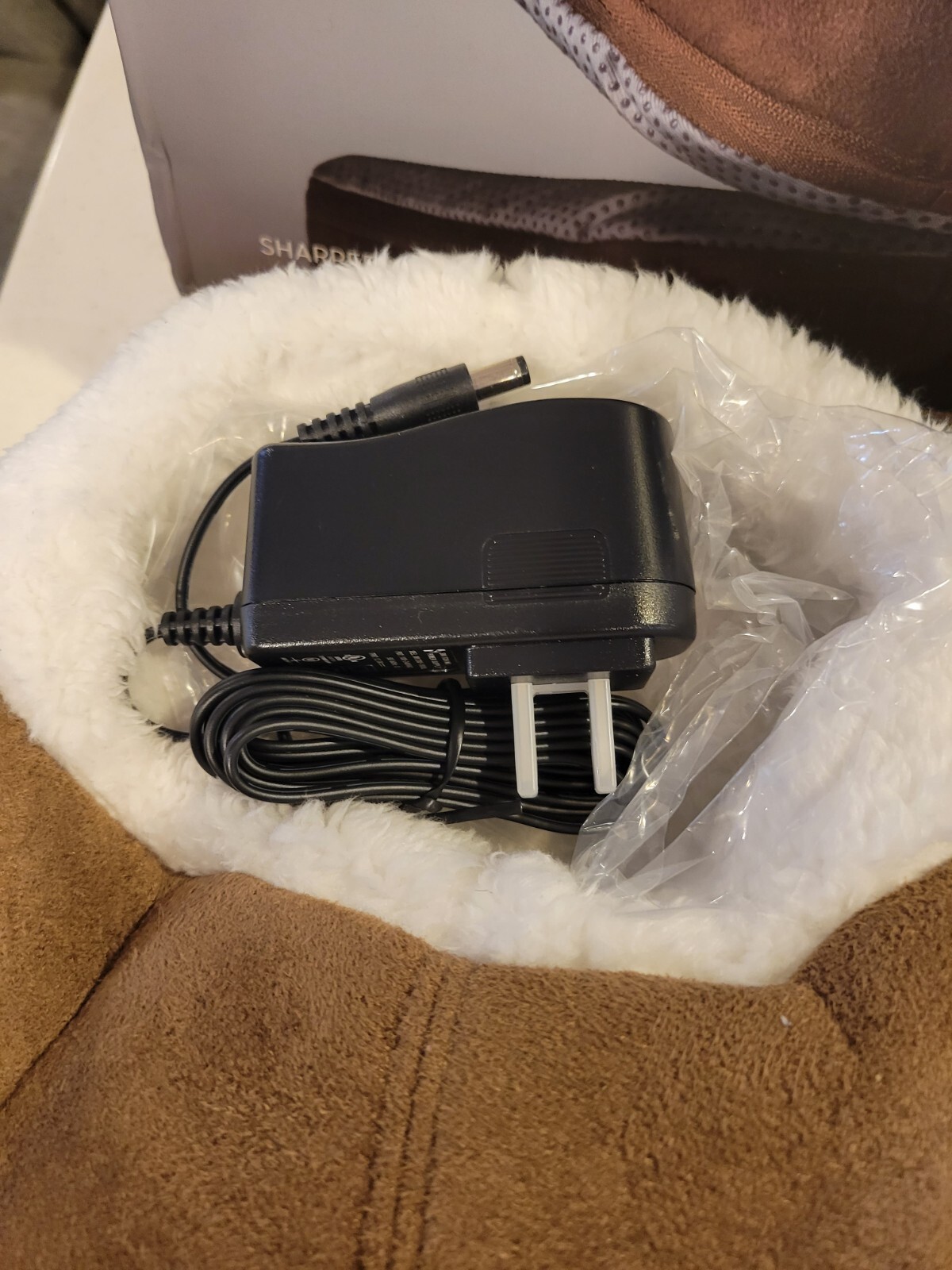 Sharper Image Warming foot Massager, brown and beige polyester material NOB