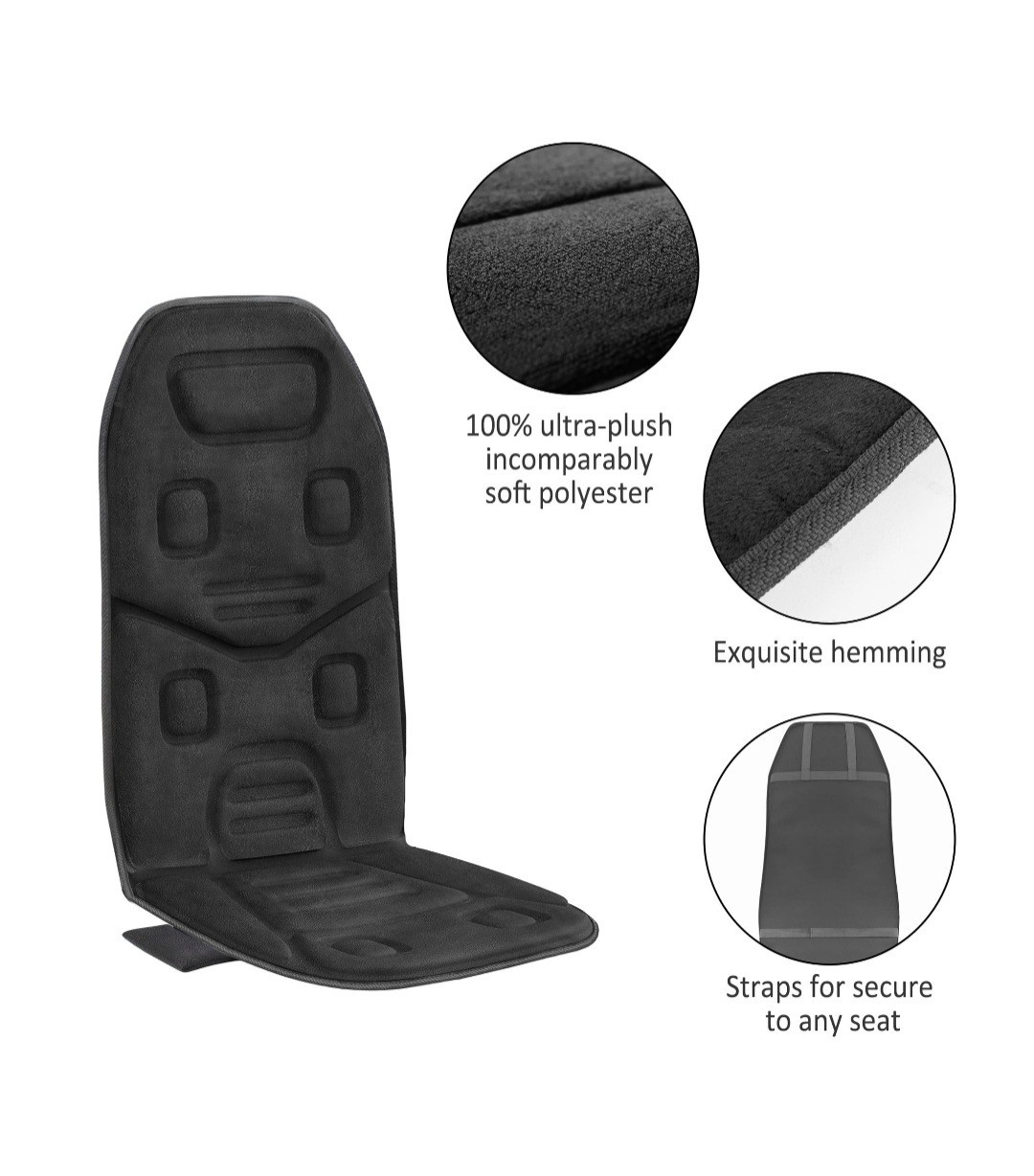 COMFIER Massage Seat Cushion with Heat,Back Massager,10 Vibration Motors,Black
