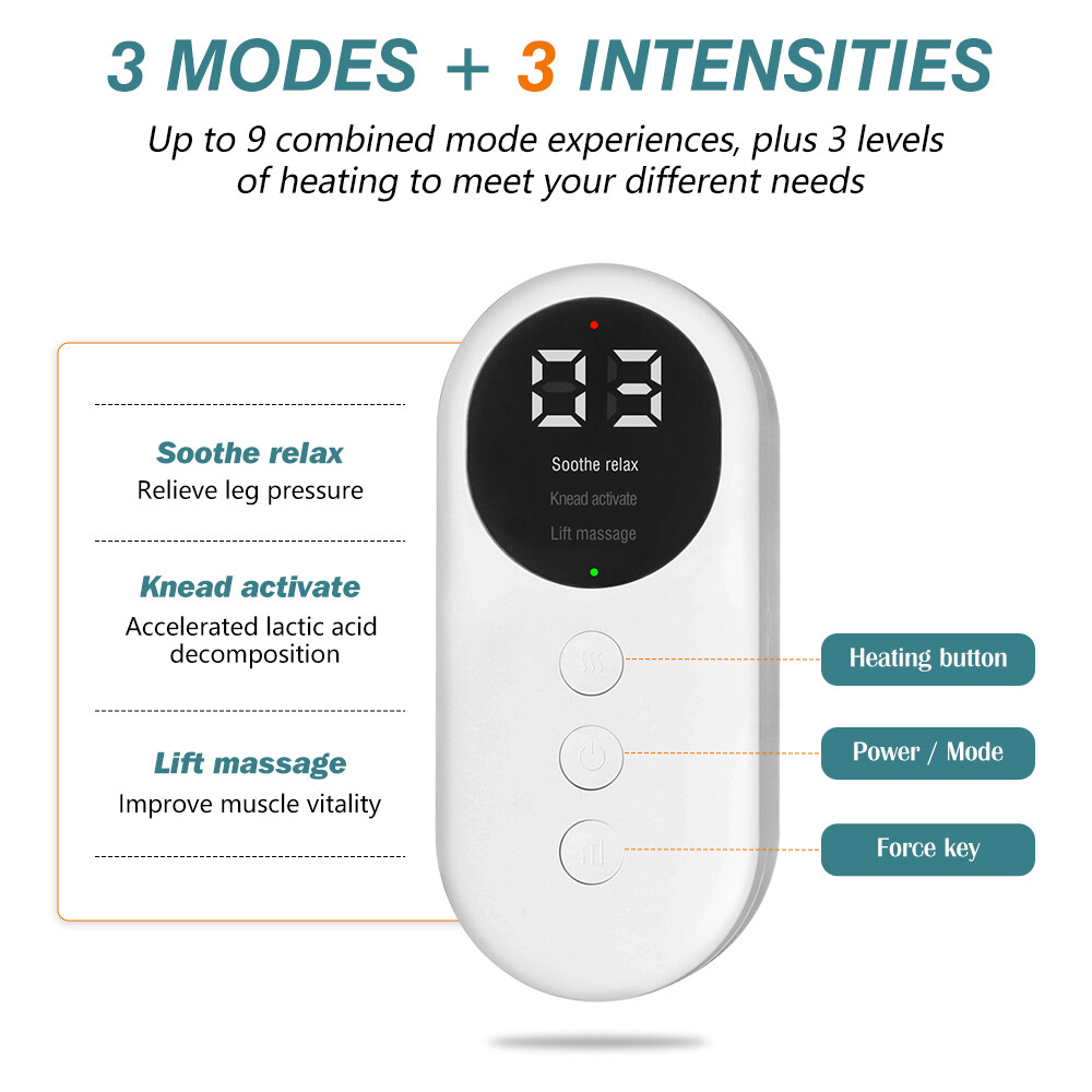 3 Modes Air Compression Leg Massager with Heat for Foot Calf Thigh / Knee