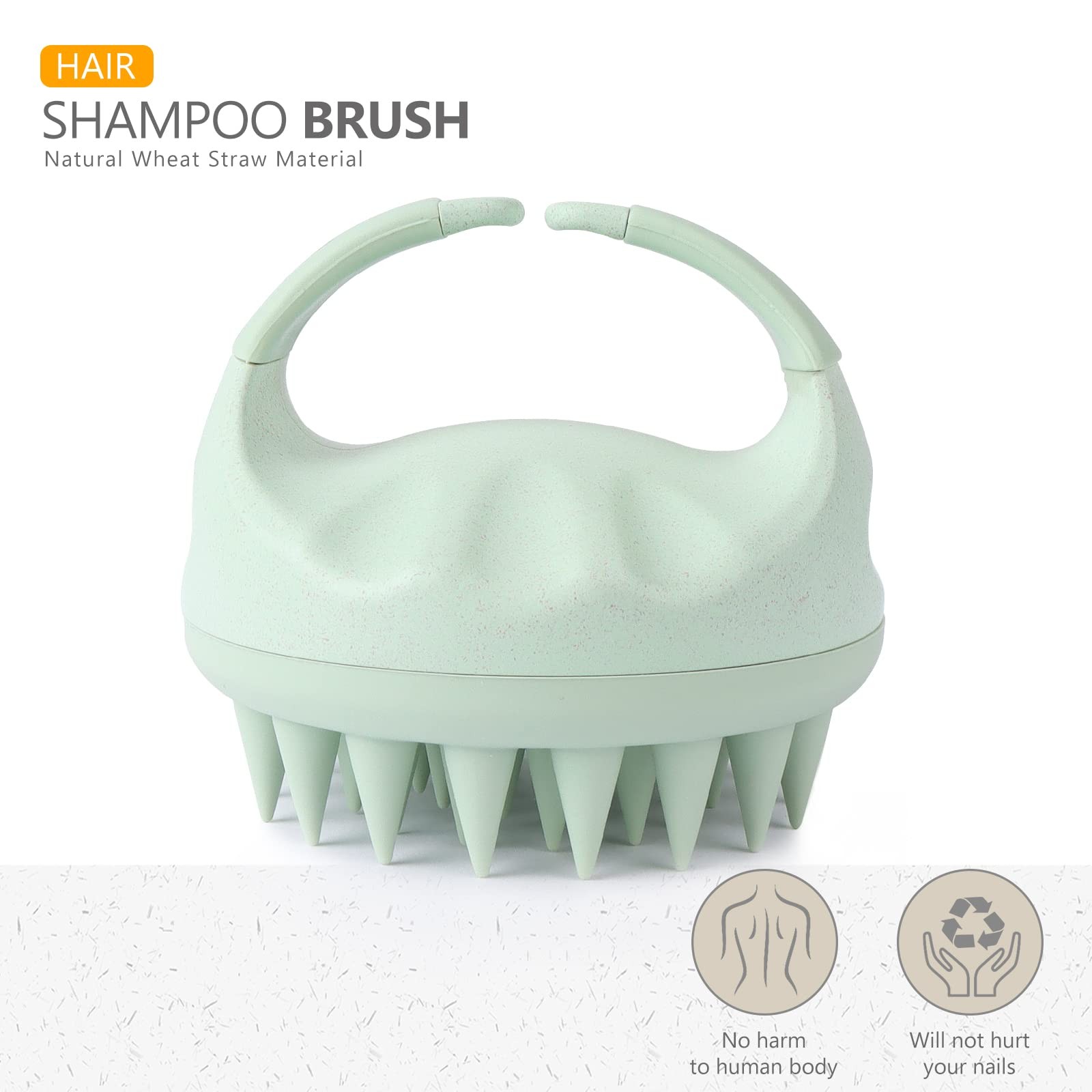 Sndyi Scalp Massager Shampoo Brush Soft Silicone Bristles Green
