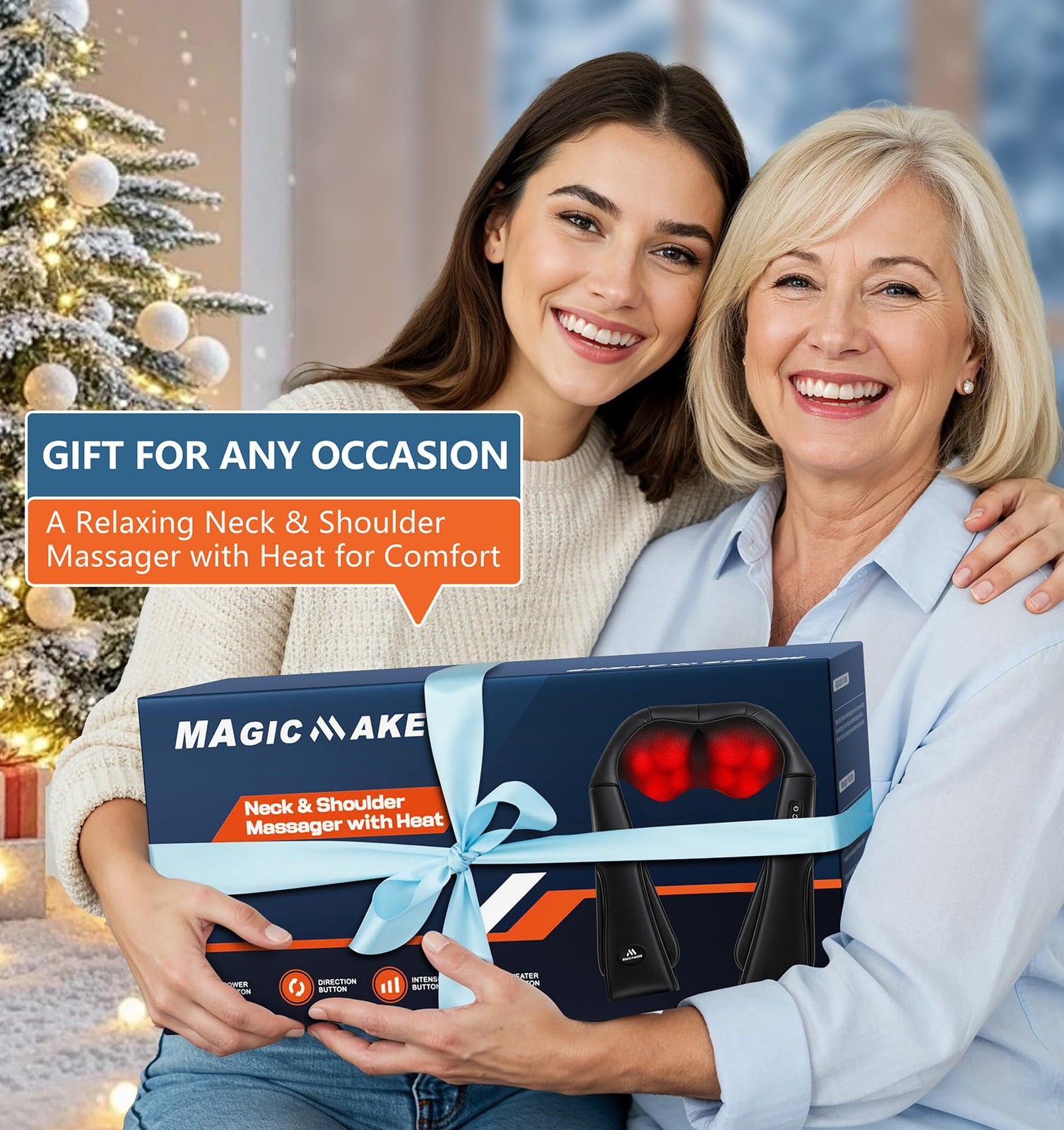 Shiatsu Neck & Shoulder Massager with Heat – Gifts for Mom, Dad, Her & Him