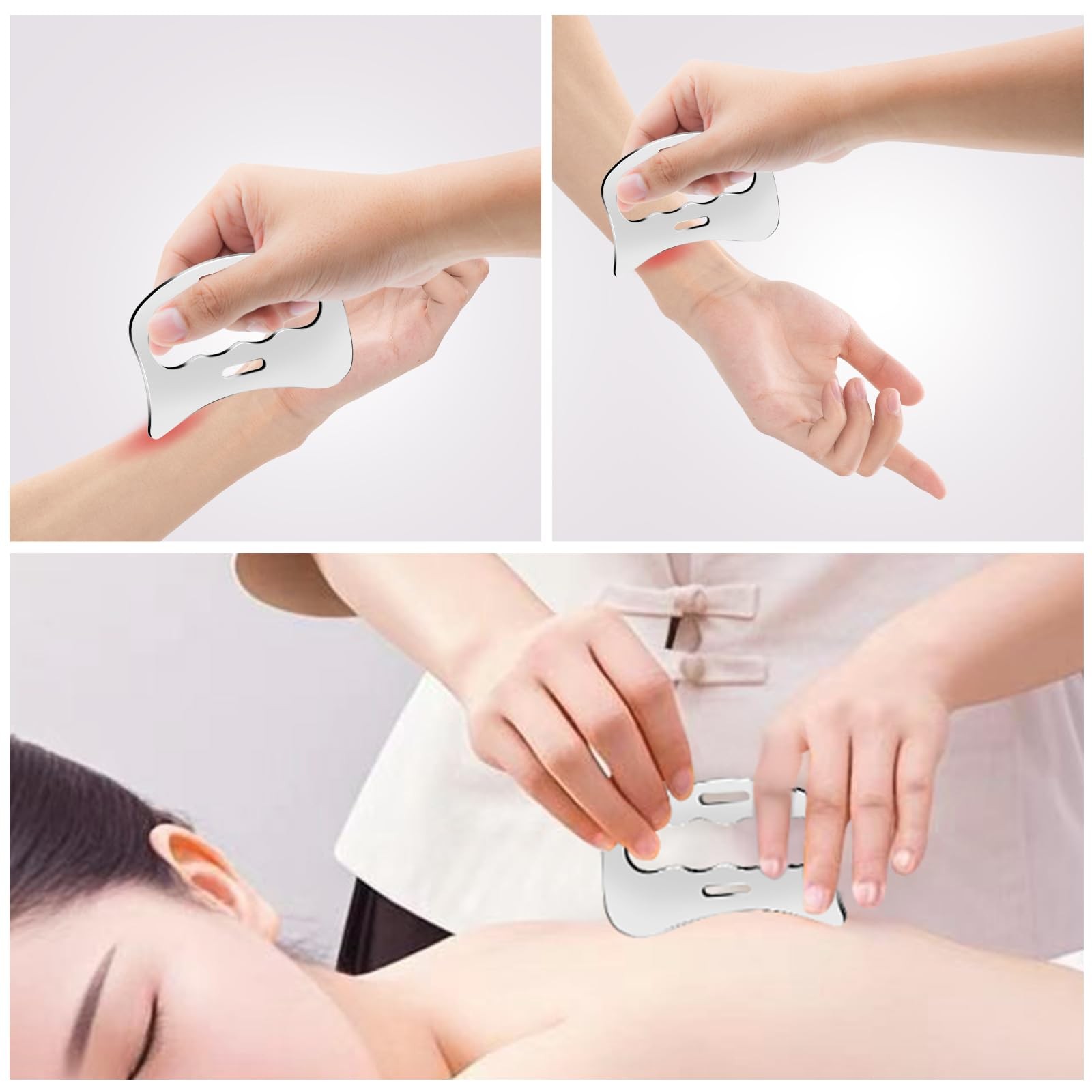 Stainless Steel Muscle Scraper Set, 2 in 1 Gua Sha Body Tool, Muscle Scraper