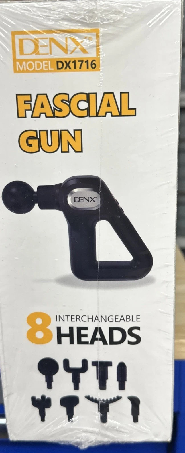 DENX DX1716 Massage Gun 8 Heads LCD Display Black for Shoulder Back Chest New