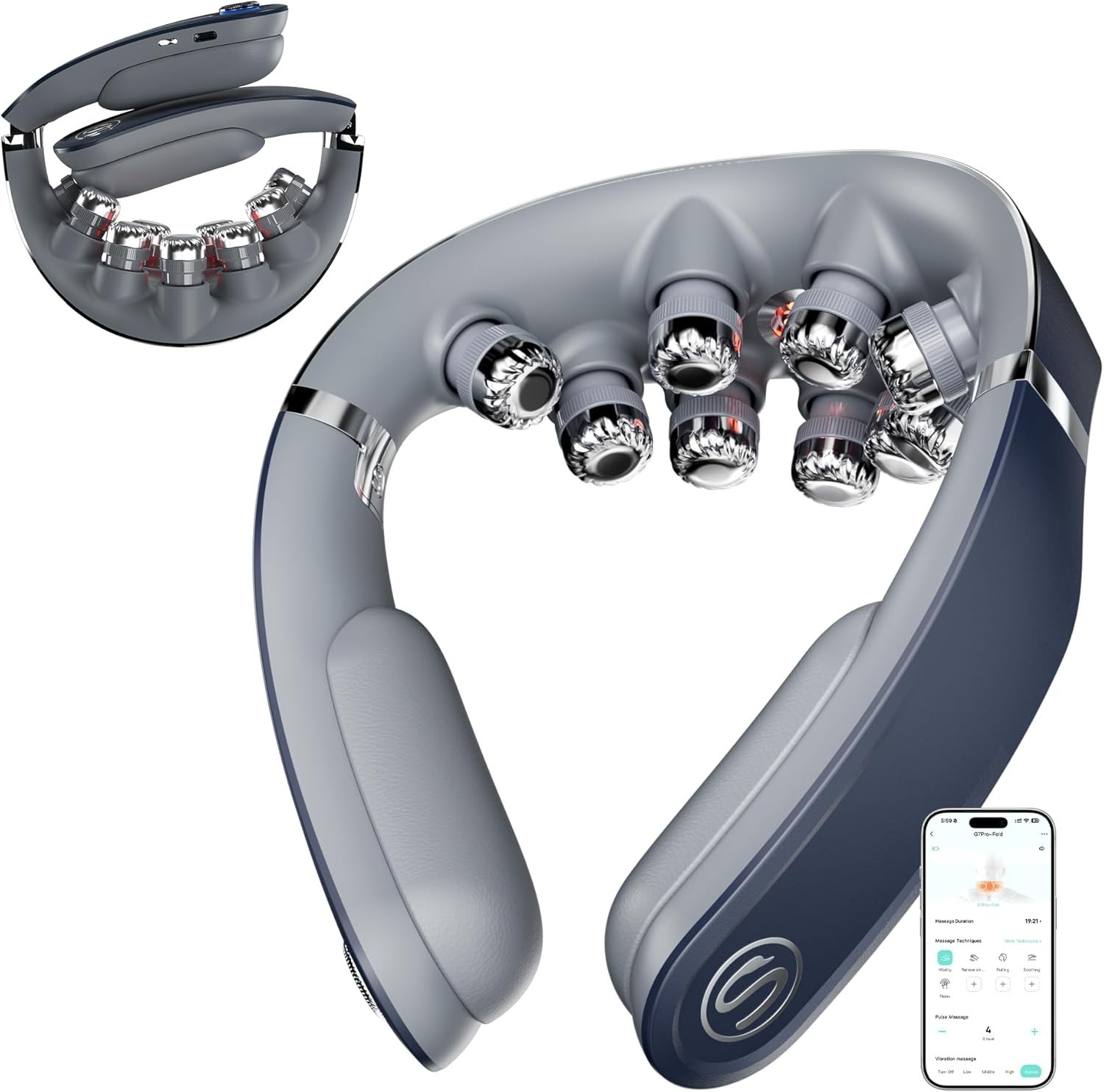 Fold Neck Massager: 9 Vibrating Heads for Deep Relaxation Therapy